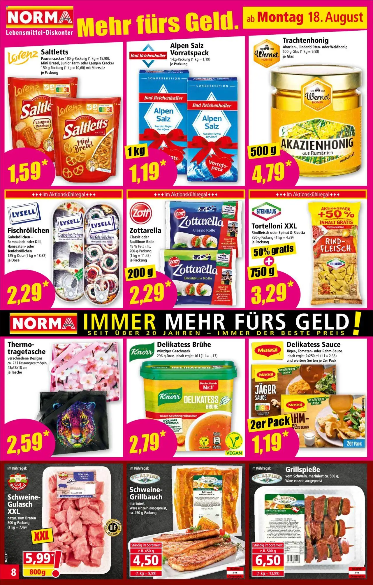 Norma Flugblatt gültig ab 18.08.2025 | Seite: 8 | Produkte: Pasta, Salz, Bad, Tomaten