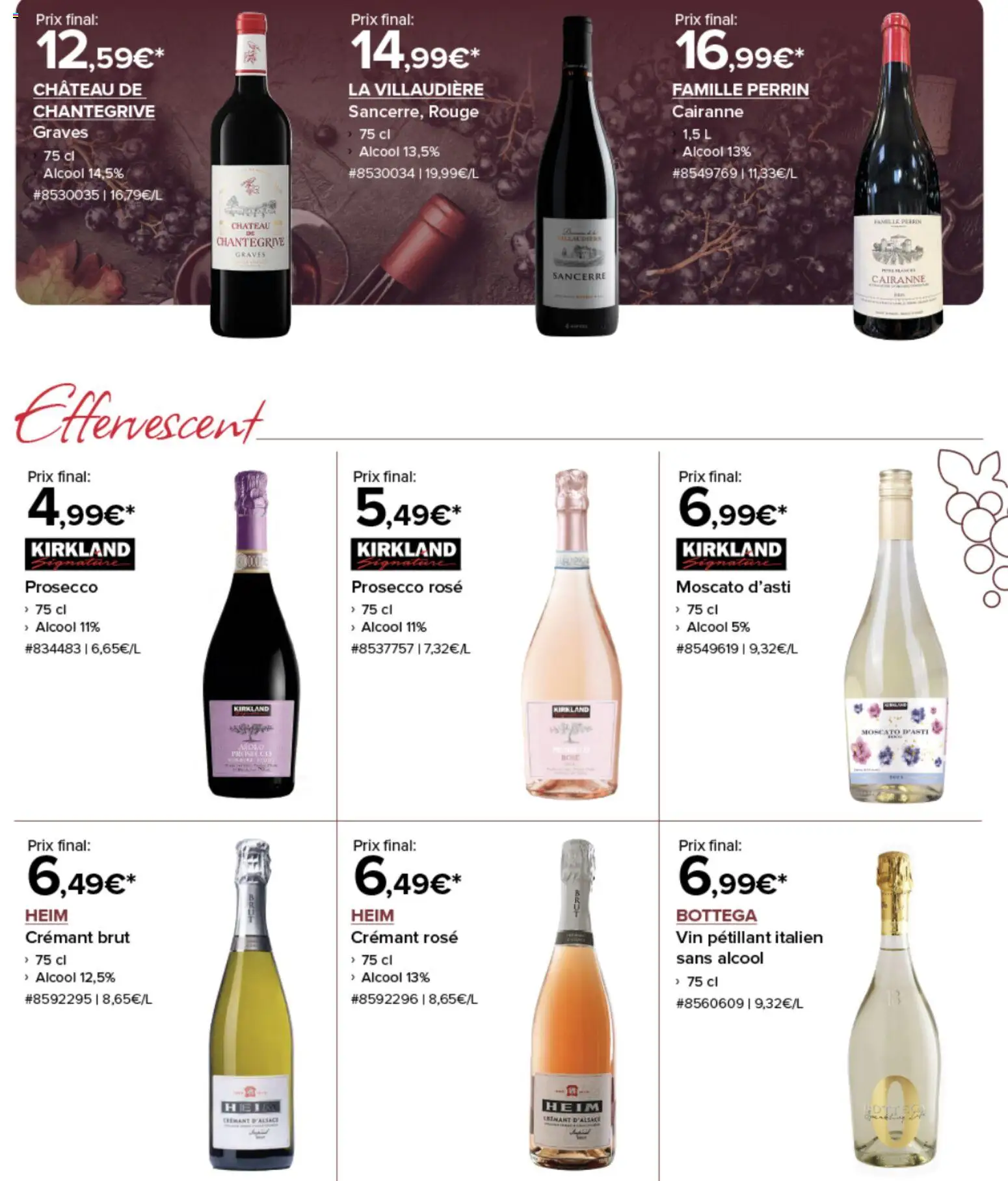 {H1} | Page: 3 | Produits: Alcool, Crémant, Prosecco, Crémant d'alsace