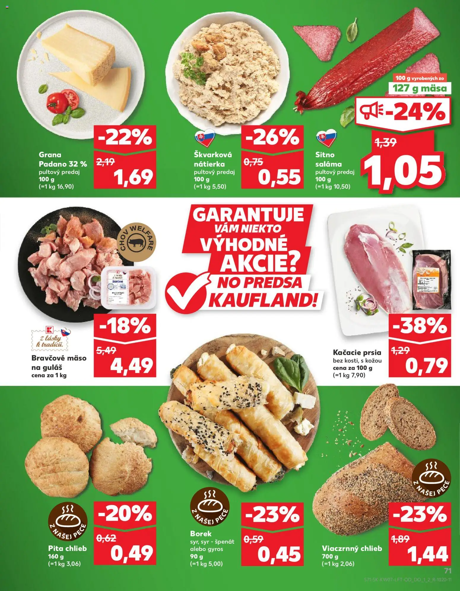 Nové Kaufland akcie – leták je platný od 12.02.2026 | Strana: 71 | Produkty: Syr, Saláma, Bravčové mäso, Pec