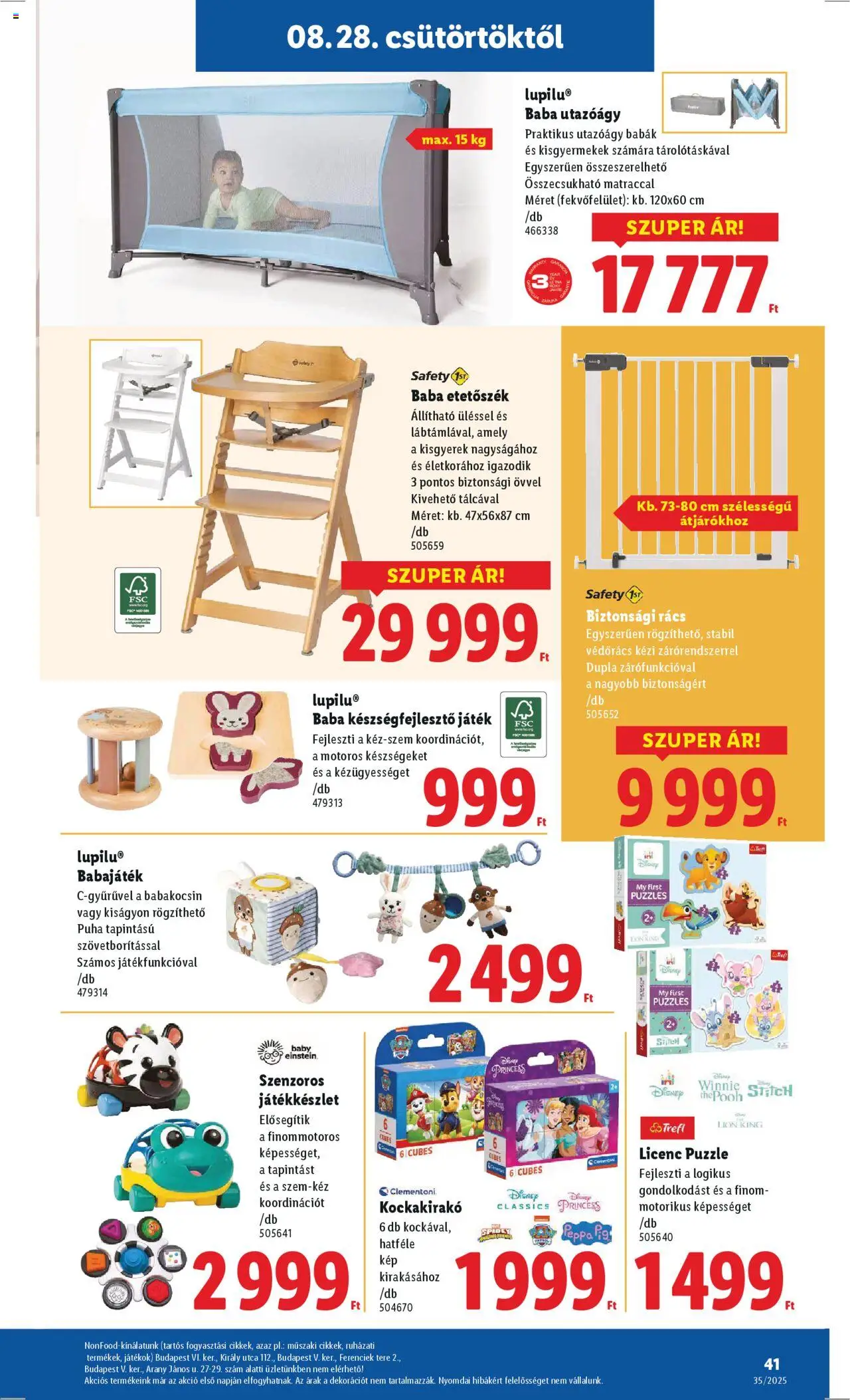 Lidl akciós ujság - amely érvényes a következő dátumtól: 28.08.2025 | Oldal: 41 | Termékek: Puzzle, Játék, Etetőszék, Játékok