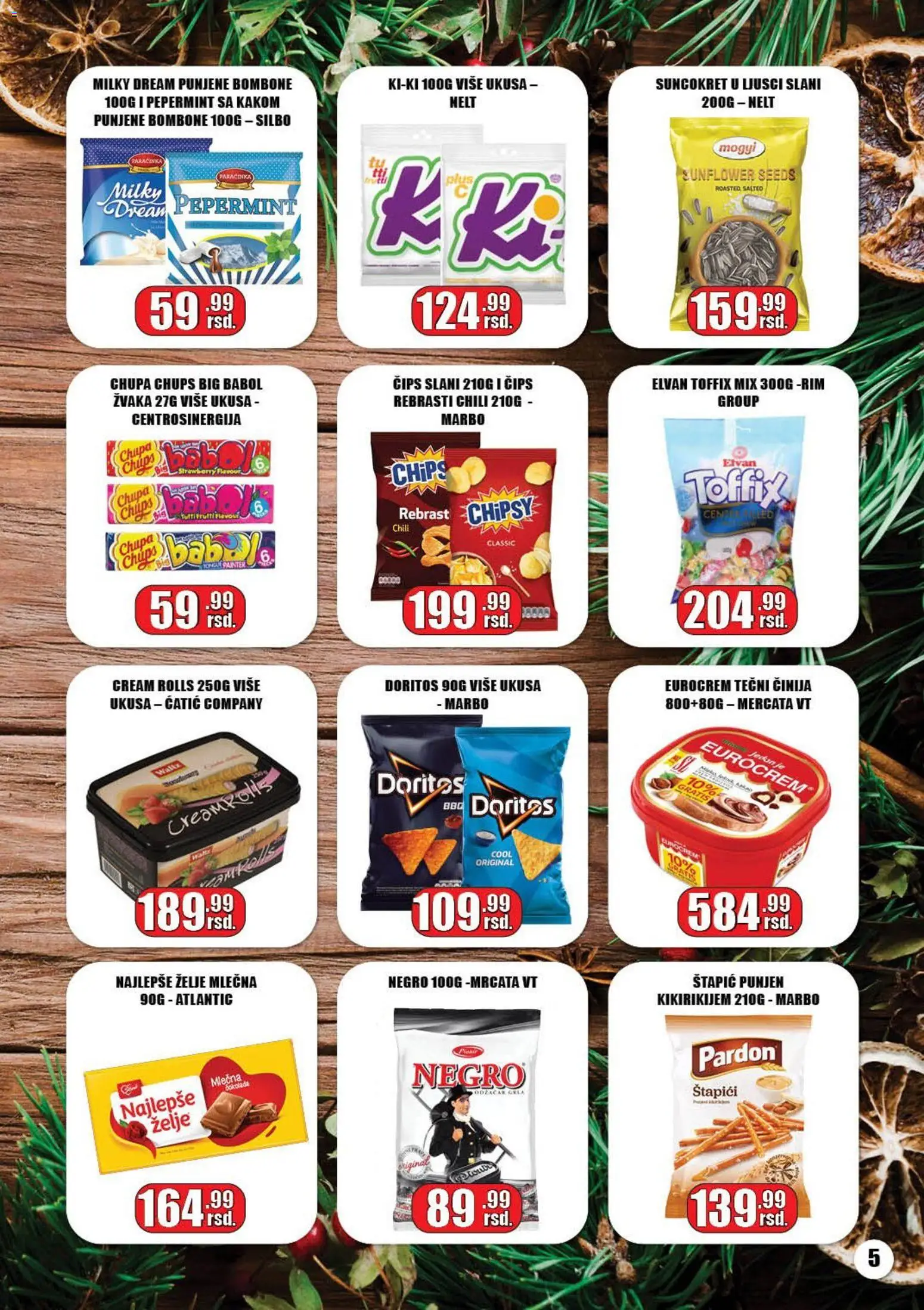 Gala MARKET katalog - važi od 05.01.2026 | Strana: 5 | Proizvode: Bombone, Čips, Eurocrem, Doritos