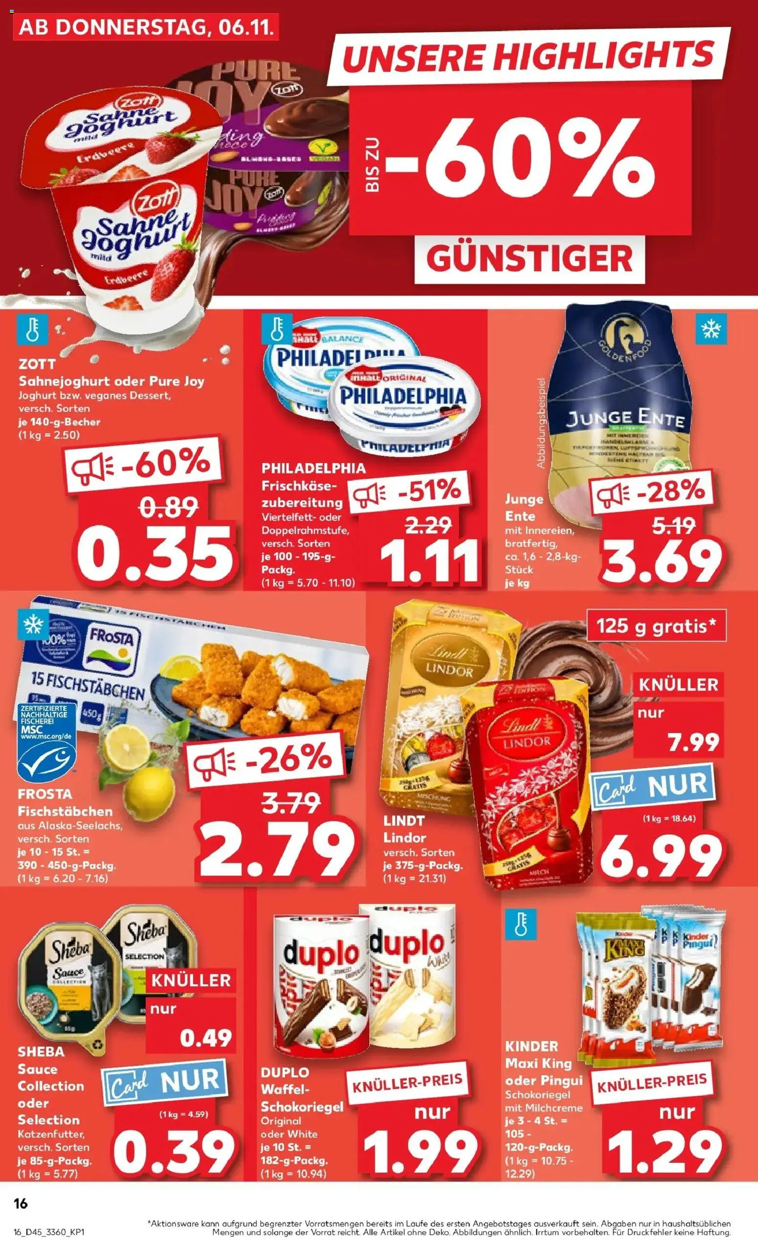 Kaufland prospekt Luckenwalde	 – gültig ab 10.11.2025 | Seite: 16 | Produkte: Sheba, Frosta, Fischstabchen, Ente