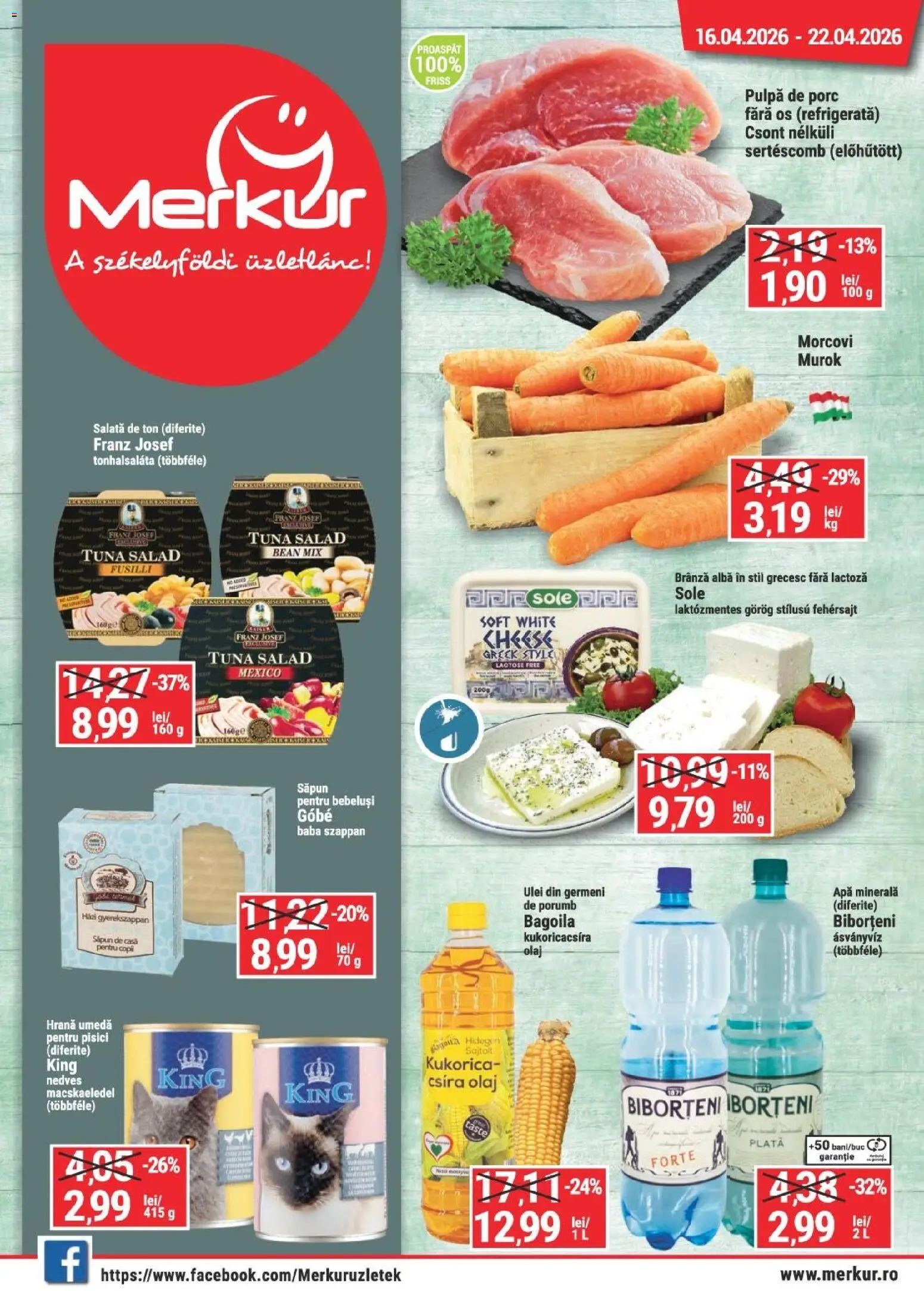 Noul catalog Merkur – valabil de la 16.04.2026 | Pagină: 1 | Produse: Brânză, Ulei, Săpun, Morcovi