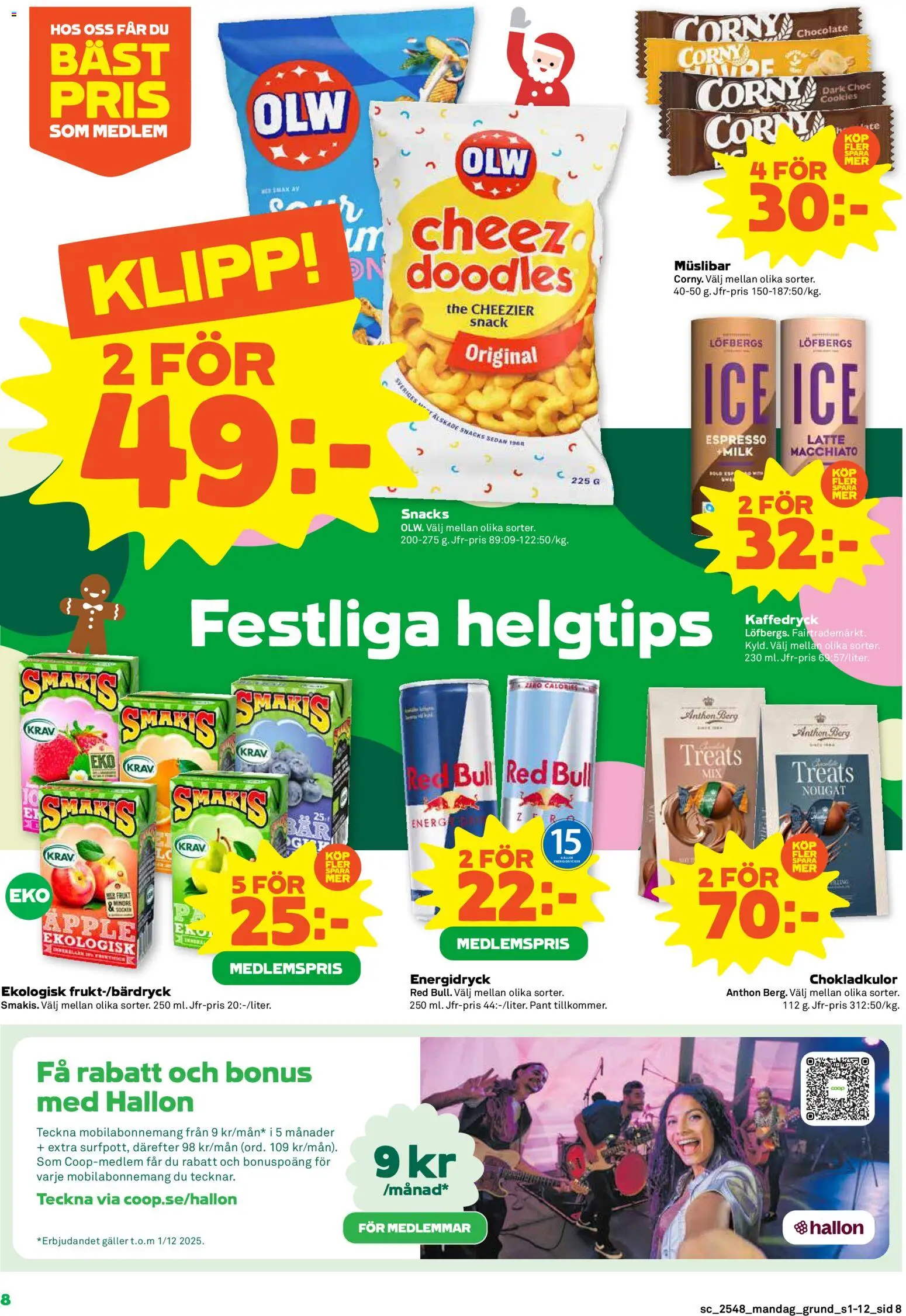 Stora Coop reklamblad aktuell från 24.11.2025 | Sida: 8 | Produkter: Red bull, Energidryck, Äpple, Hallon