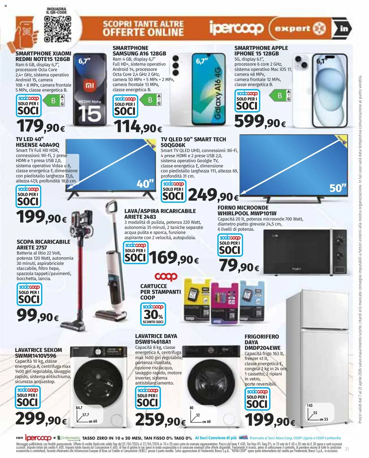 Volantino Ipercoop del 07.04.2026 | Pagina: 31 | Prodotti: Centrifuga, TV, Piatto, Samsung