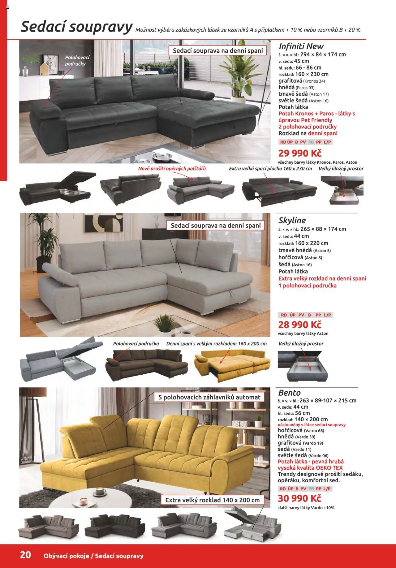 ORFA nábytek katalog 2025-2026 od 01.10.2025 | Strana: 20 | Produkty: Sedací souprava, Barvy