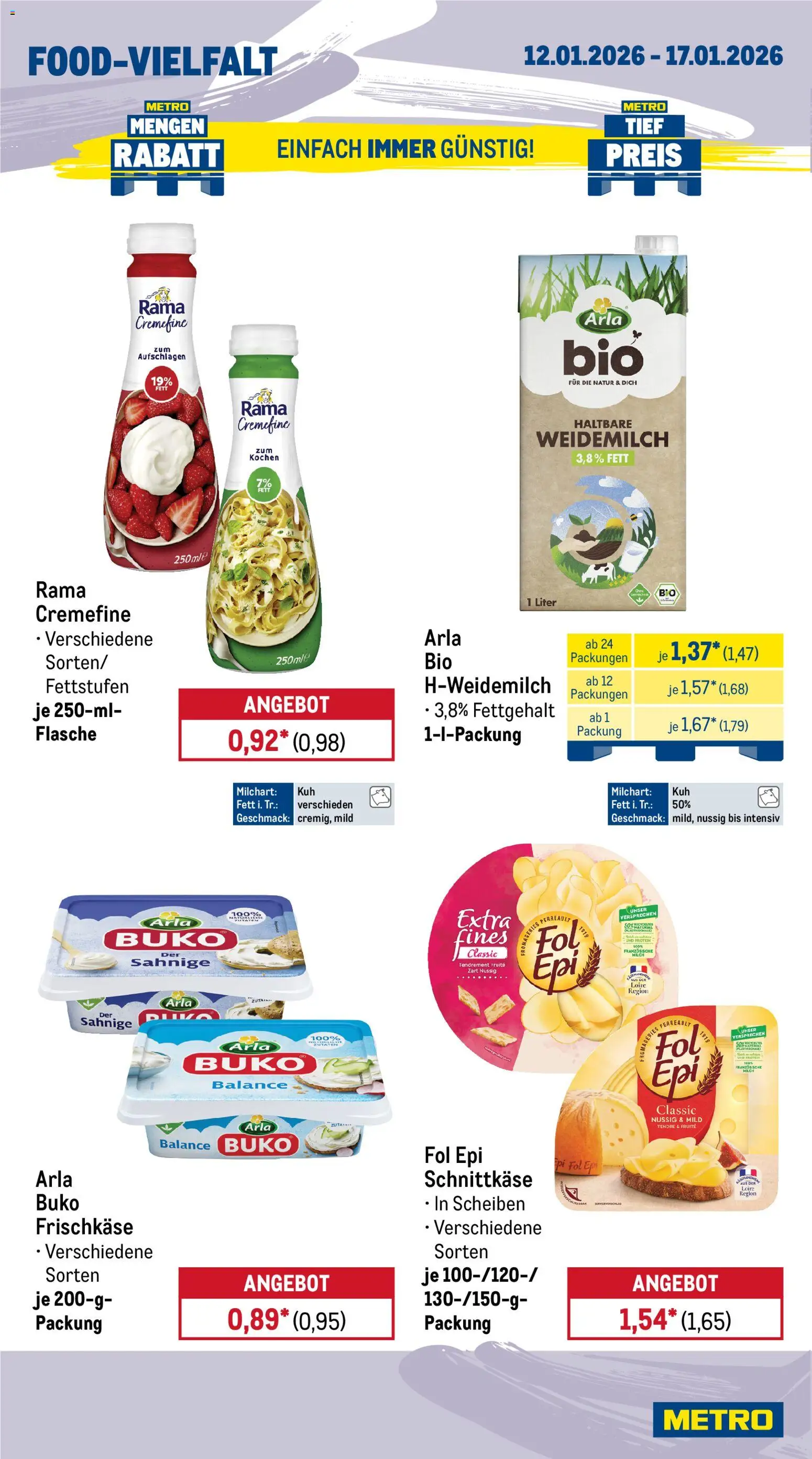 Metro Prospekt 	 – gültig ab 12.01.2026 | Seite: 10 | Produkte: Rama, Milch, Rama cremefine, Frischkase