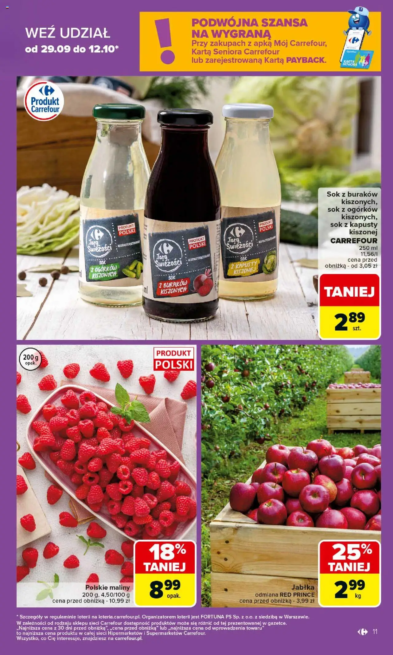 Carrefour Gazetka od 06.10.2025 | Strona: 11 | Produkty: Karta, Sok z buraków, Sok, Jabłka