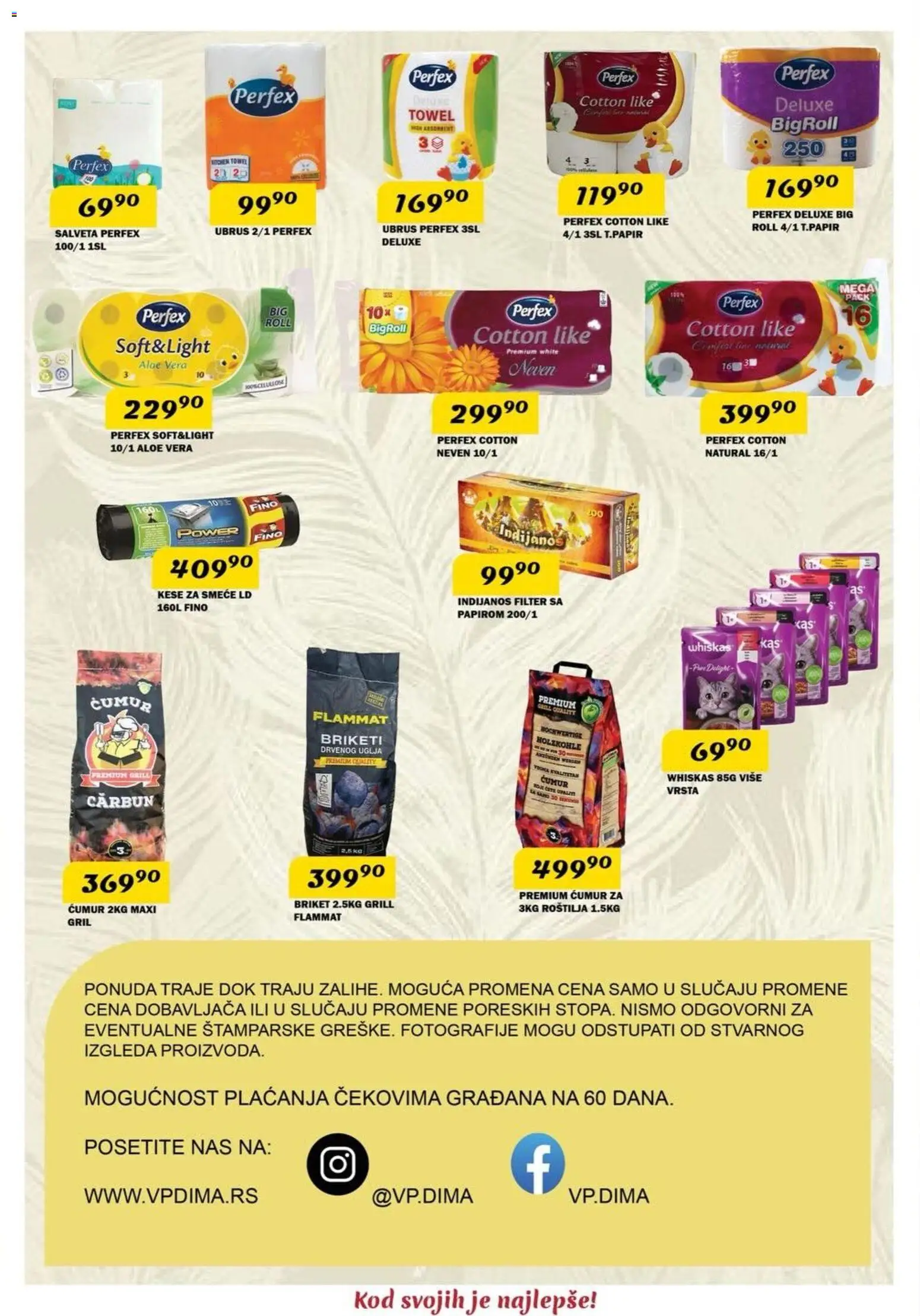 VP Dima katalog - važi od 23.04.2026 | Strana: 12 | Proizvode: Briket, Ubrus, Whiskas