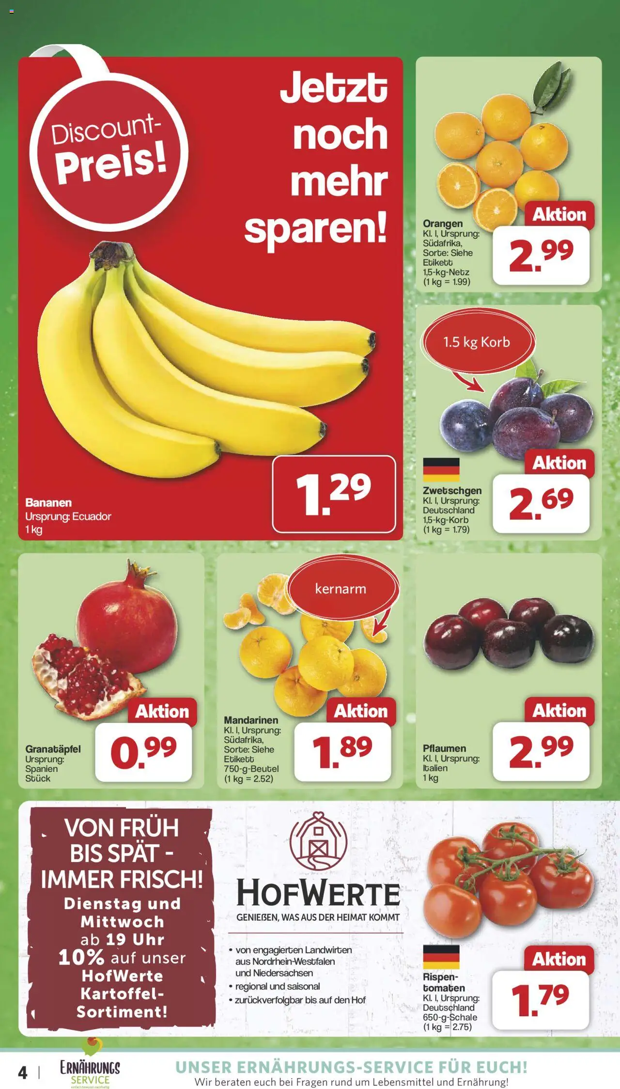 Famila Nordwest Prospekt 	 – gültig ab 22.09.2025 | Seite: 4 | Produkte: Mandarinen, Orangen, Tomaten, Uhr