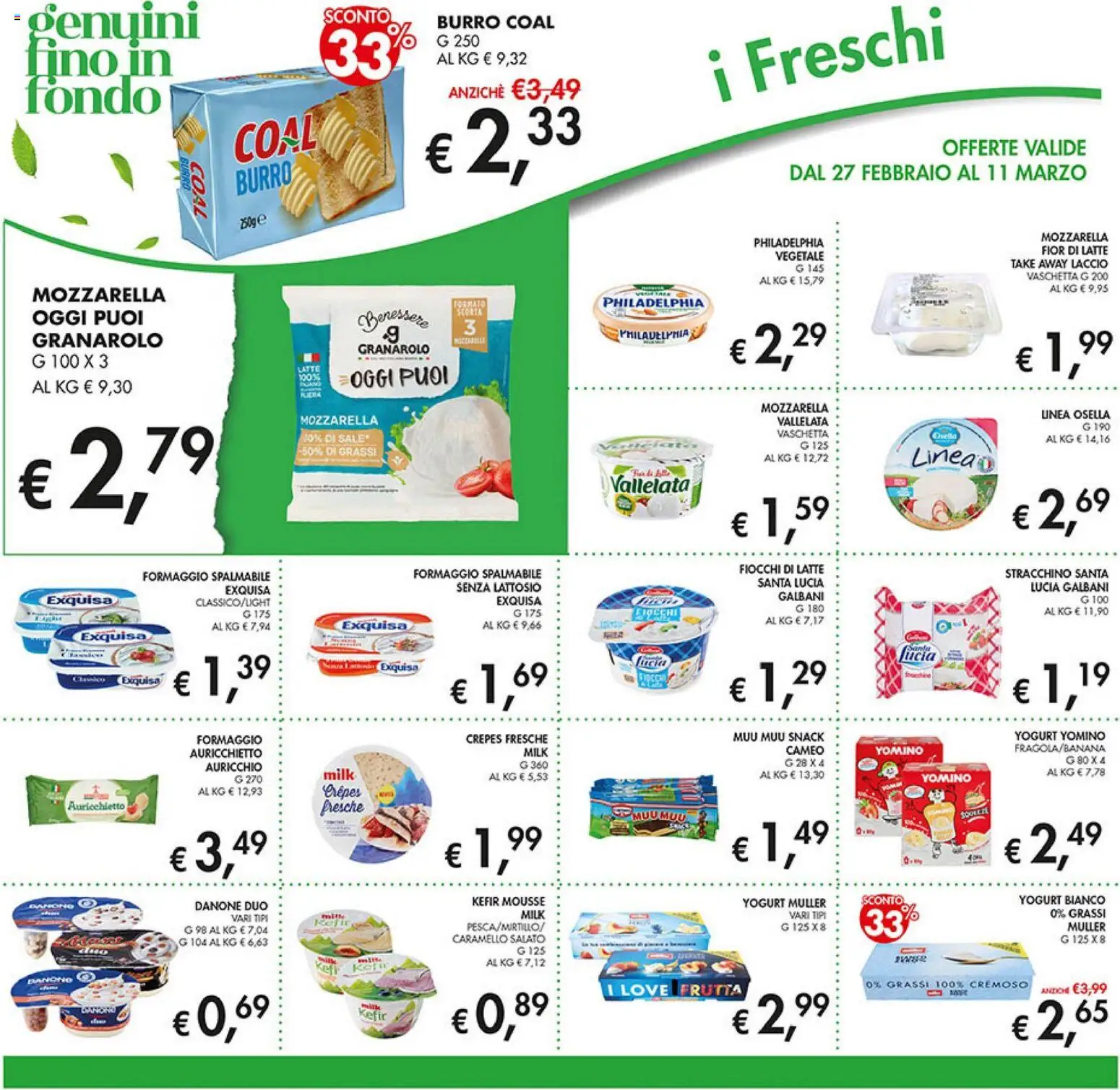 Volantino Coal del 27.02.2026 | Pagina: 10 | Prodotti: Fiocchi, Sale, Mozzarella, Stracchino