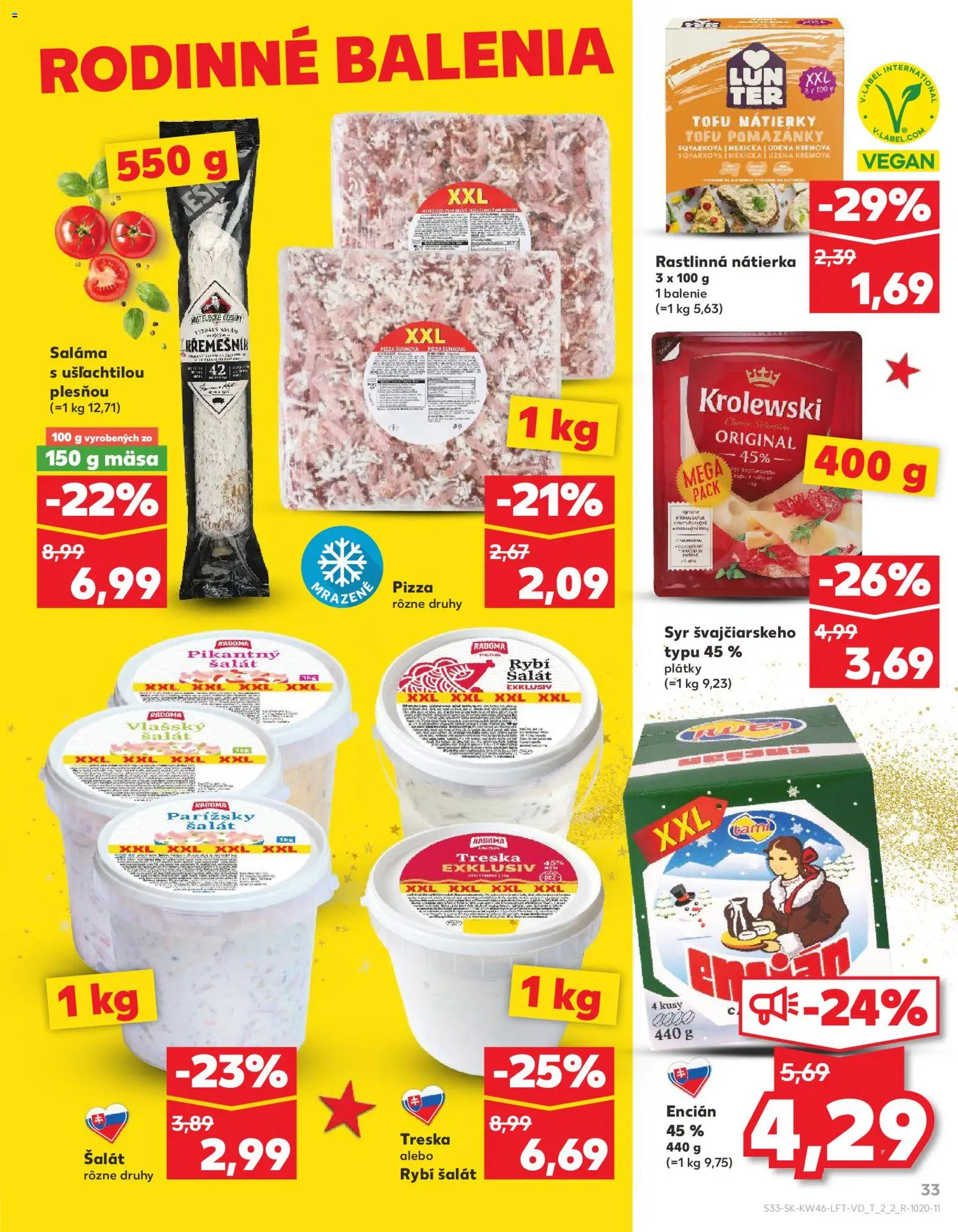 Nové Kaufland akcie – leták je platný od 13.11.2025 | Strana: 33 | Produkty: Syr, Tofu, Šalát, Encián