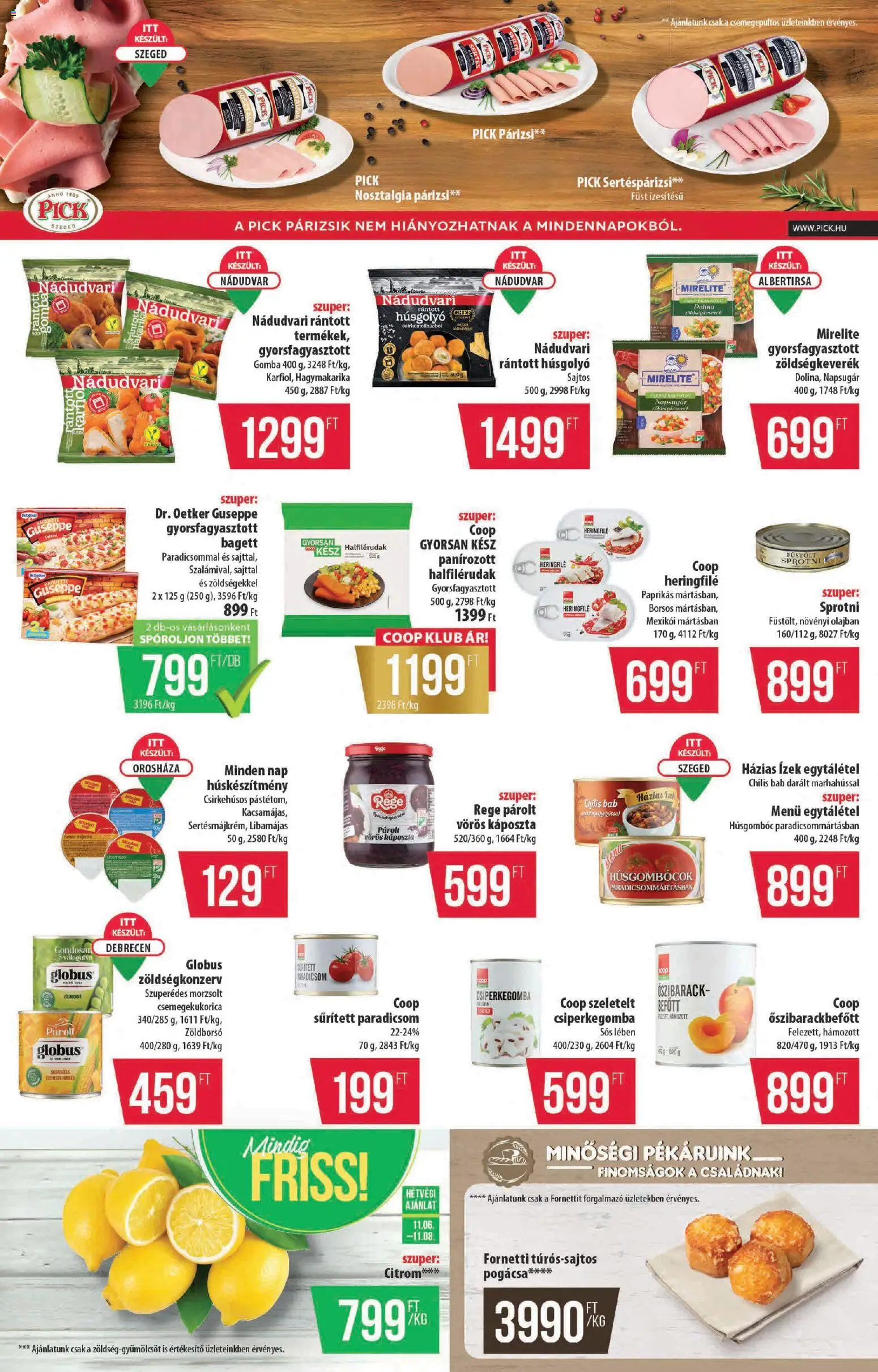 COOP akciós ujság - amely érvényes a következő dátumtól: 06.11.2025 | Oldal: 3 | Termékek: Pick, Sprotni, Paradicsom, Hagymakarika