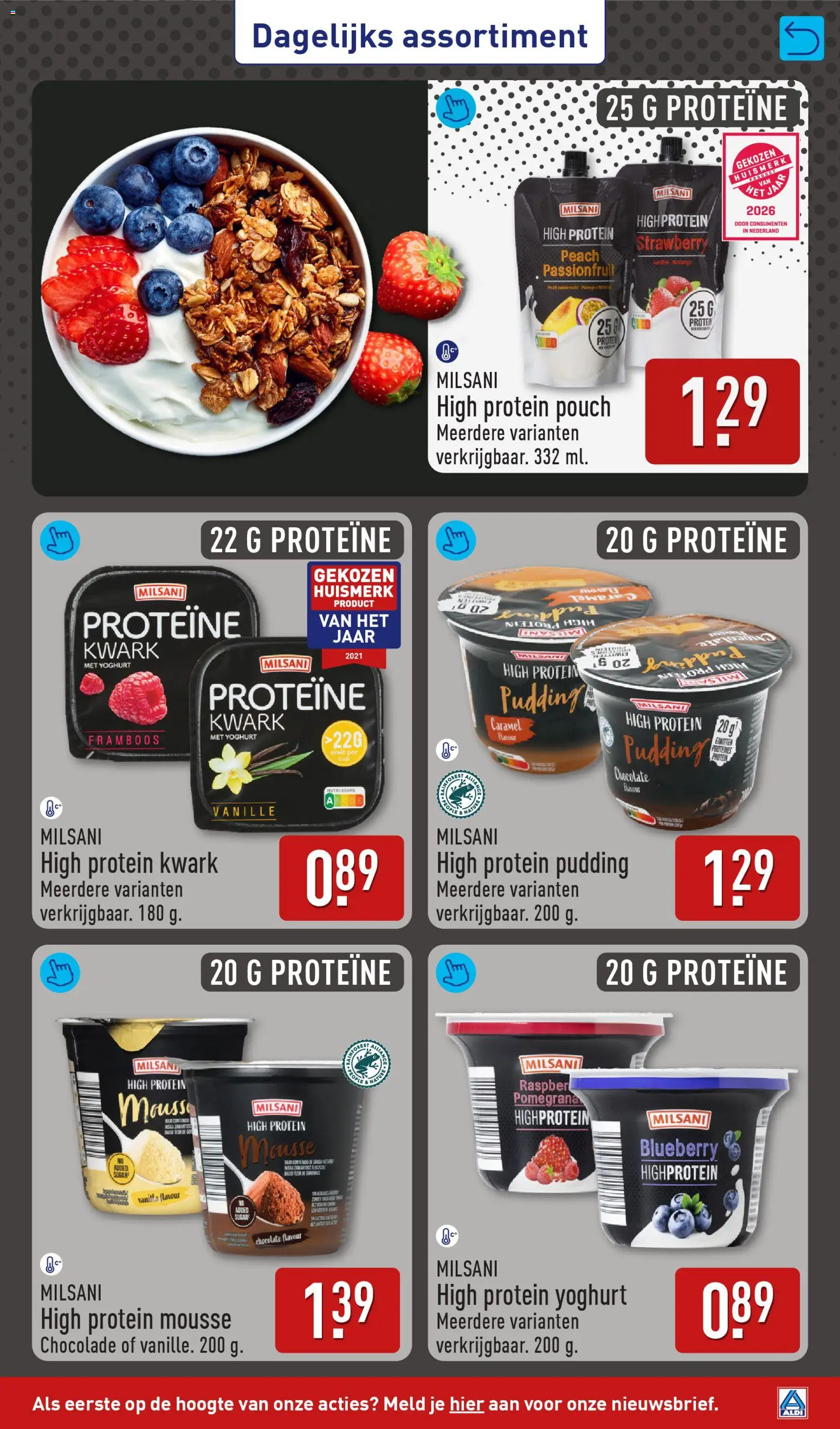 {H1} | Pagina: 21 | Producten: Yoghurt, Chocolade, Kwark, Pudding