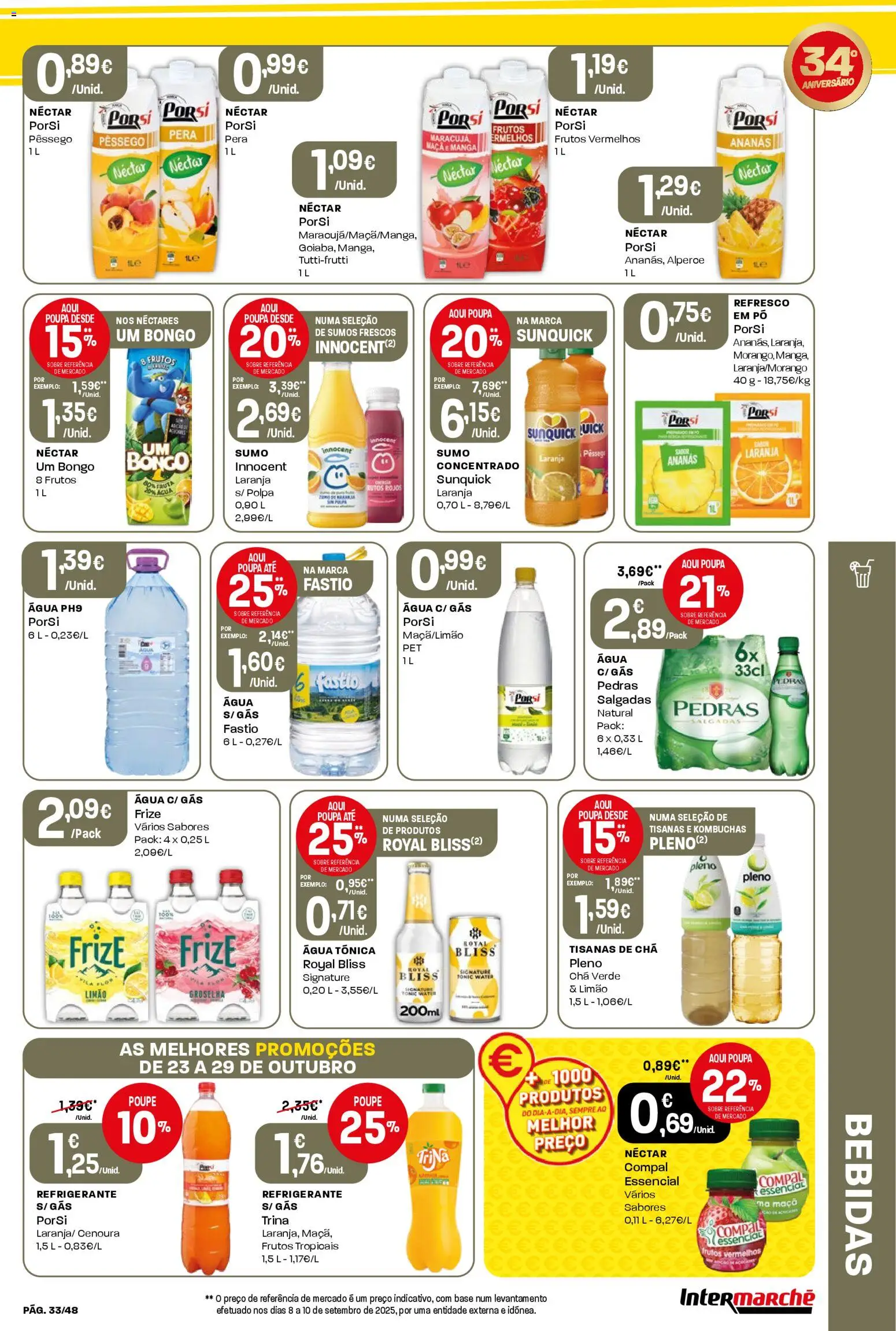 Intermarché folheto │ válido de 23.10.2025 | Página: 33 | Produtos: Refrigerante, Pó, Sumo, Cenoura