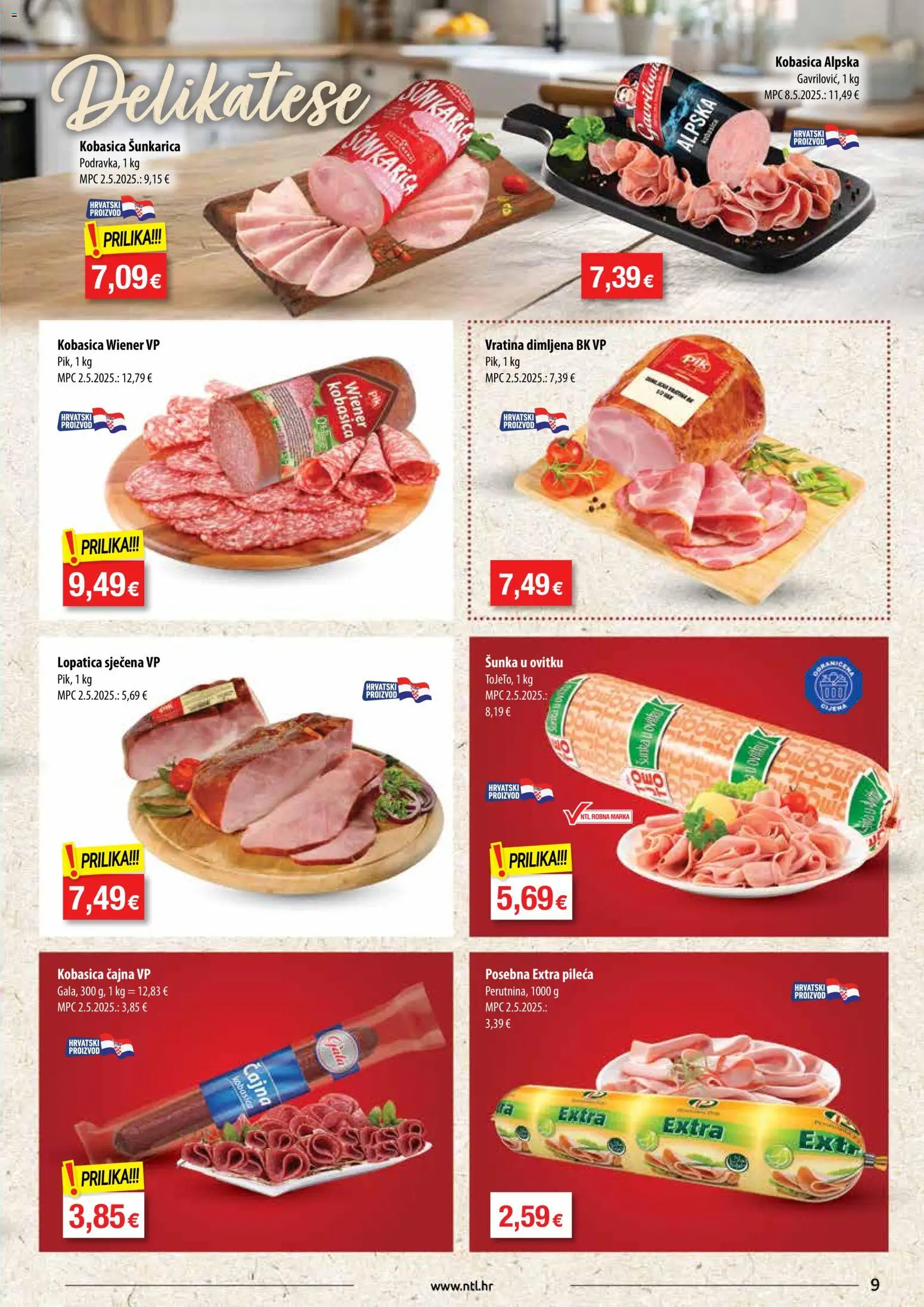 NTL katalog | vrijedi od 11.03.2026 | Stranica: 9 | Proizvodi: Šunka, Kobasica, Lopatica