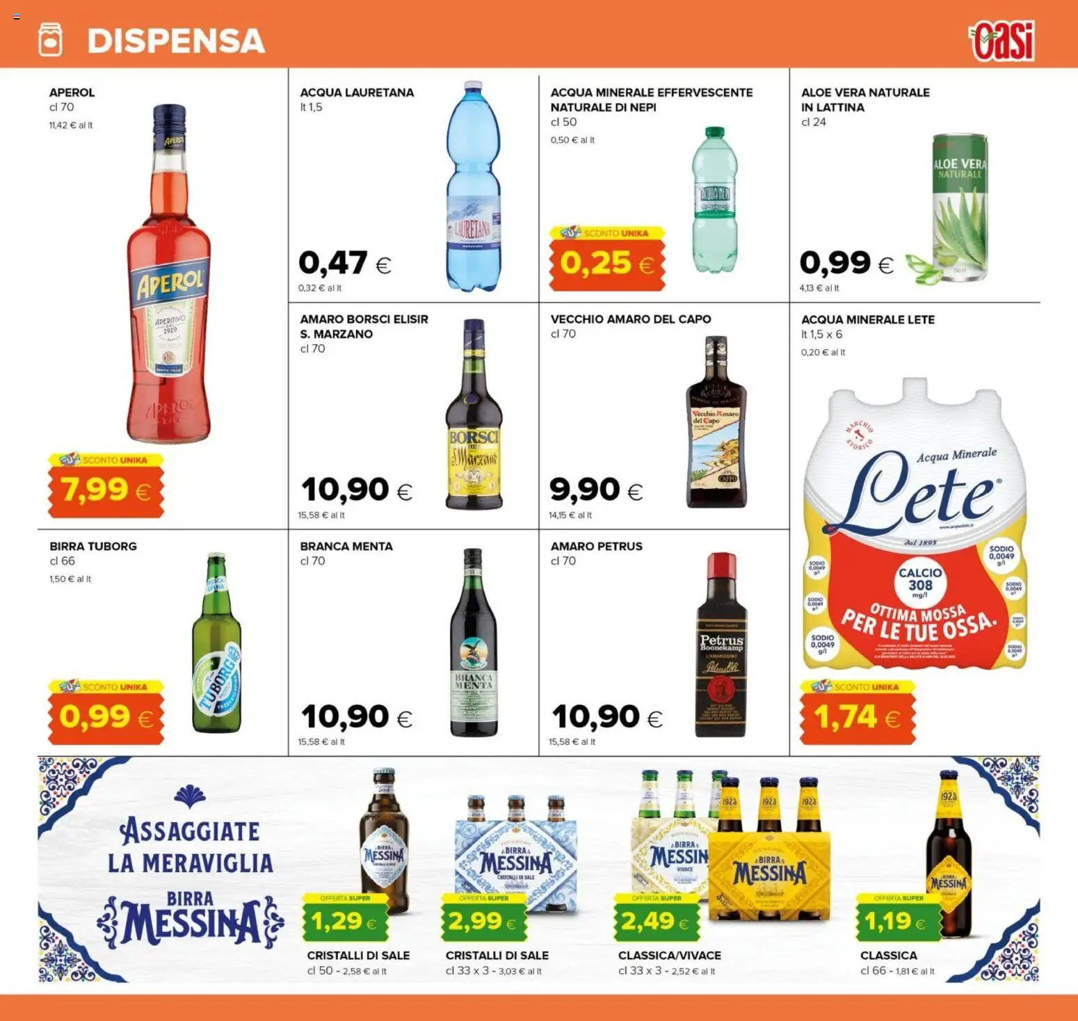 Volantino Oasi del 23.10.2025 | Pagina: 19 | Prodotti: Acqua, Birra messina, Menta, Aloe vera