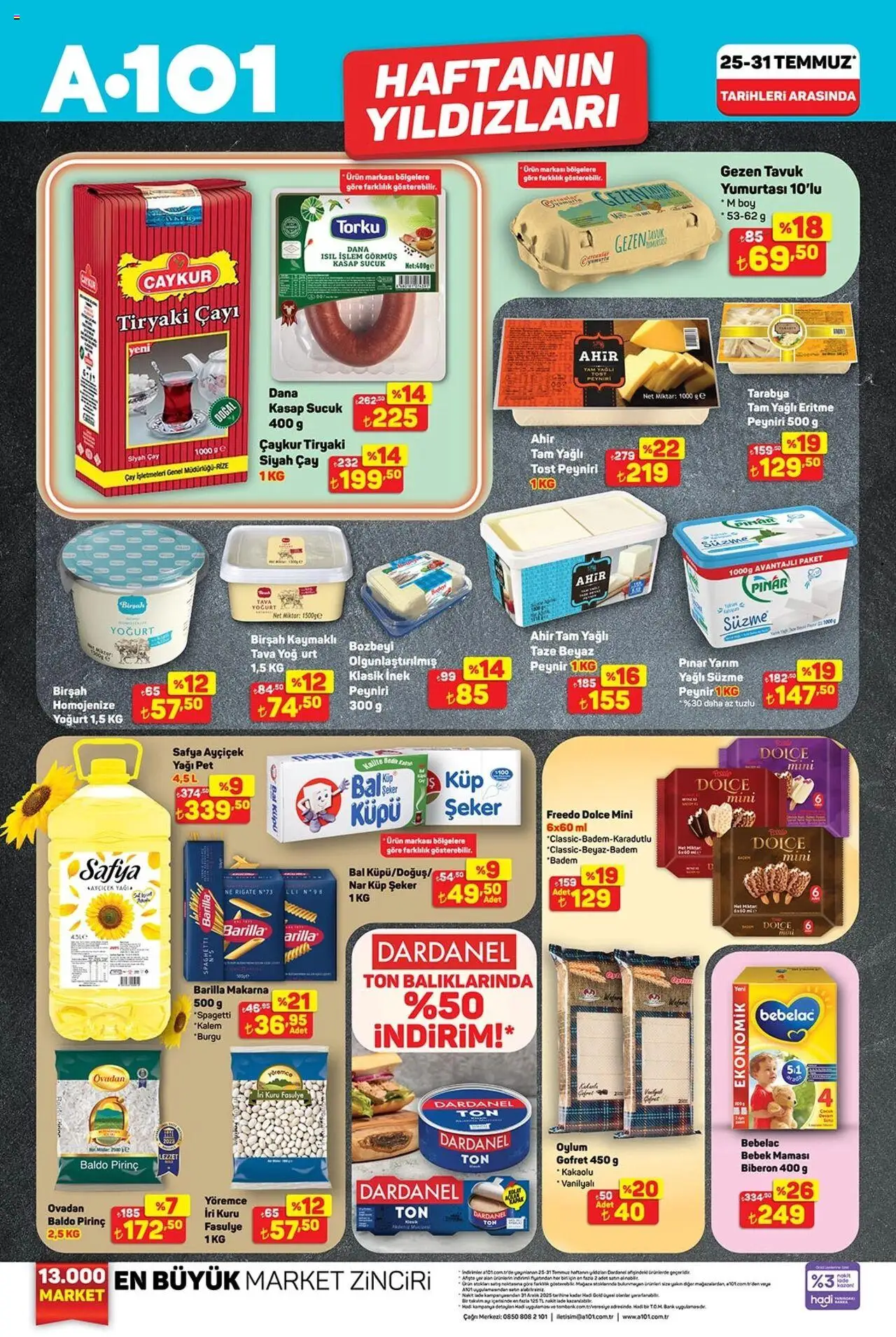 A101 Katalog - 25.07.2025 tarihinden itibaren geçerlidir | Sayfa: 1 | Ürünler: Yoğurt, Pirinç, Badem, Bebek maması
