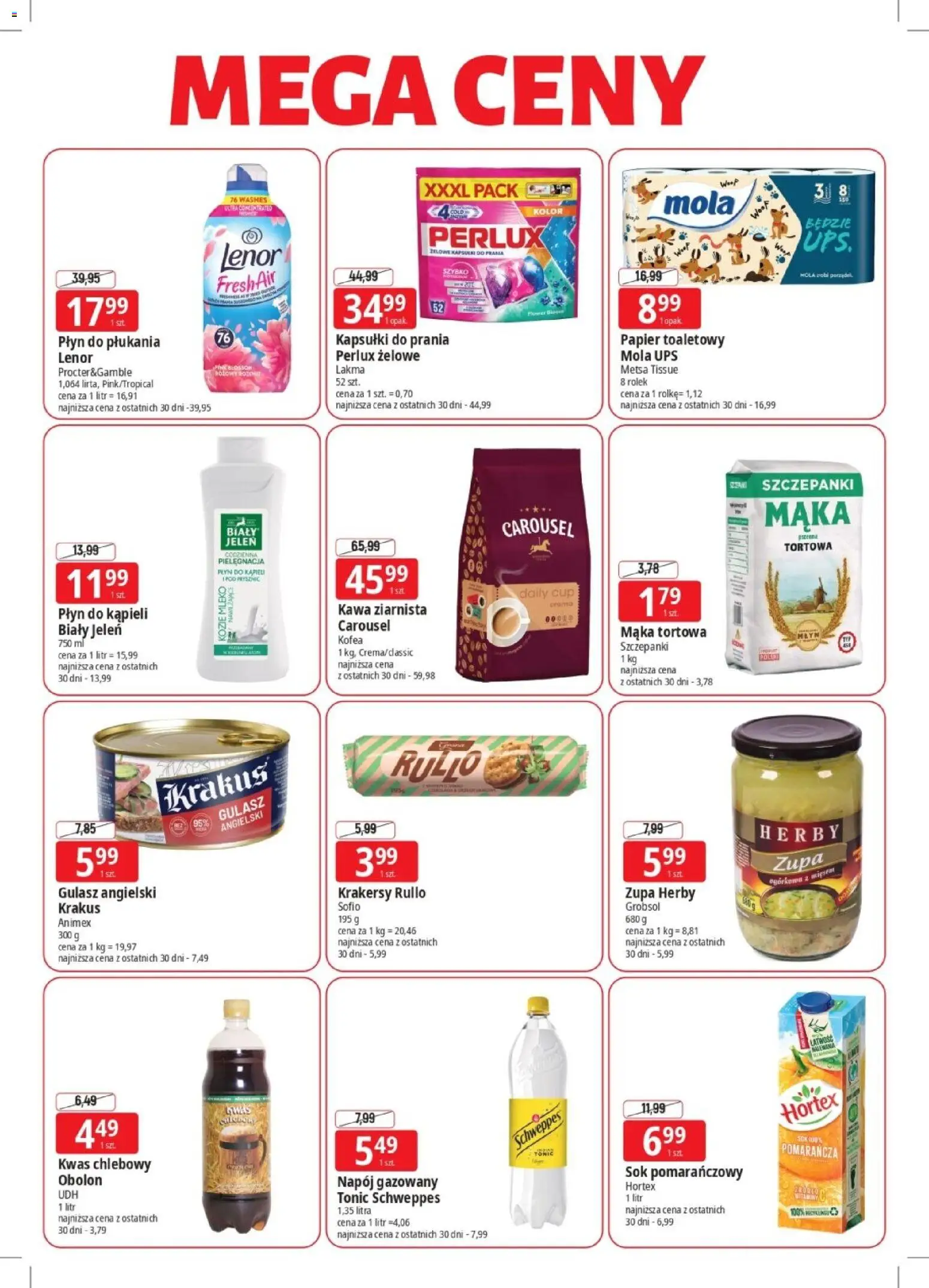 E.Leclerc Gazetka - Elbląg od 23.02.2026 | Strona: 3 | Produkty: Sok pomarańczowy, Kawa ziarnista, Prysznic, Kapsułki do prania