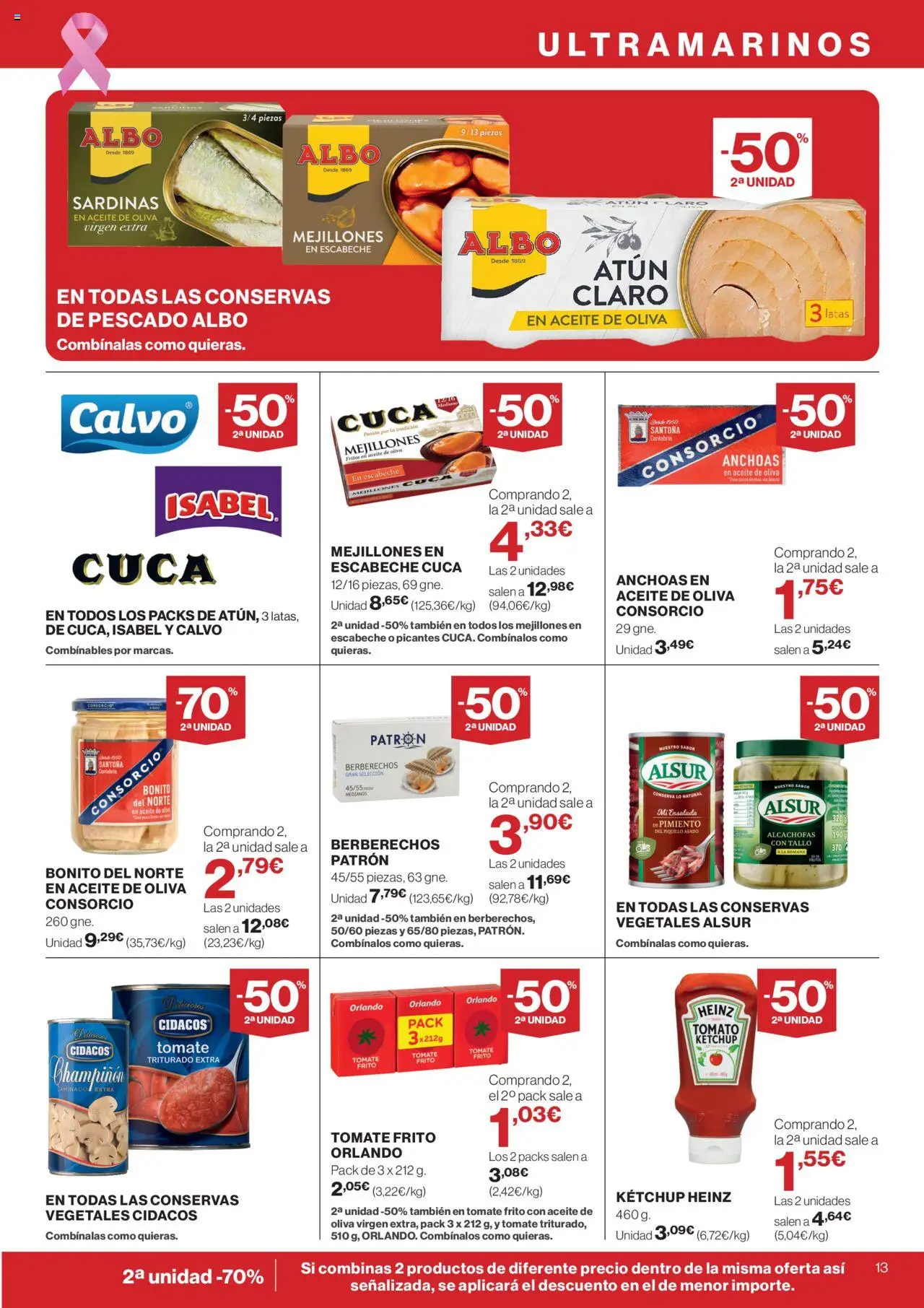 Supercor Canarias │ válido desde el 09.10.2025 | Página: 13 | Productos: Berberechos, Aceite, Ensalada, Atún claro