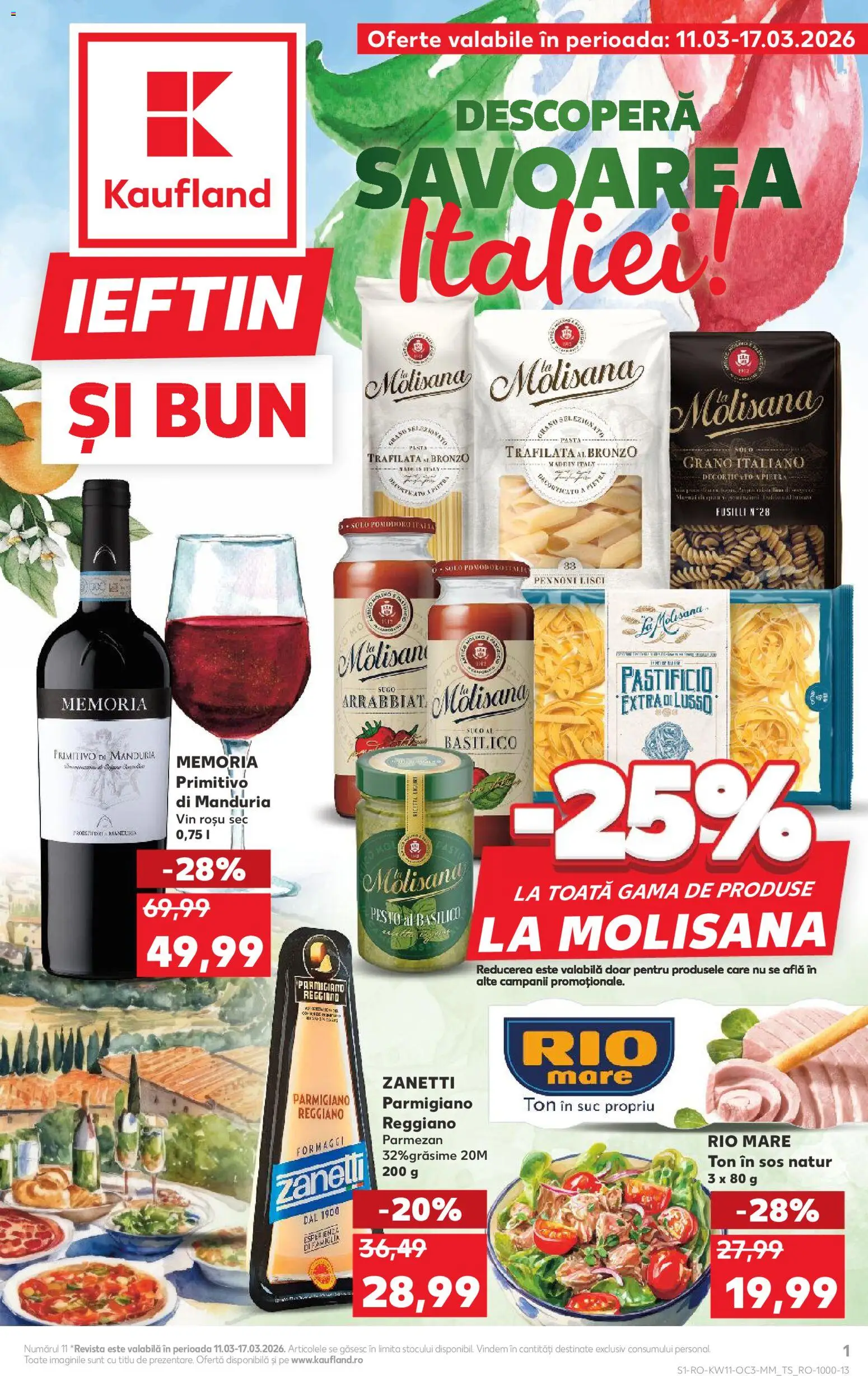 Noul catalog Kaufland – valabil de la 11.03.2026 | Pagină: 1 | Produse: Suc, Vin, Sos, Parmezan