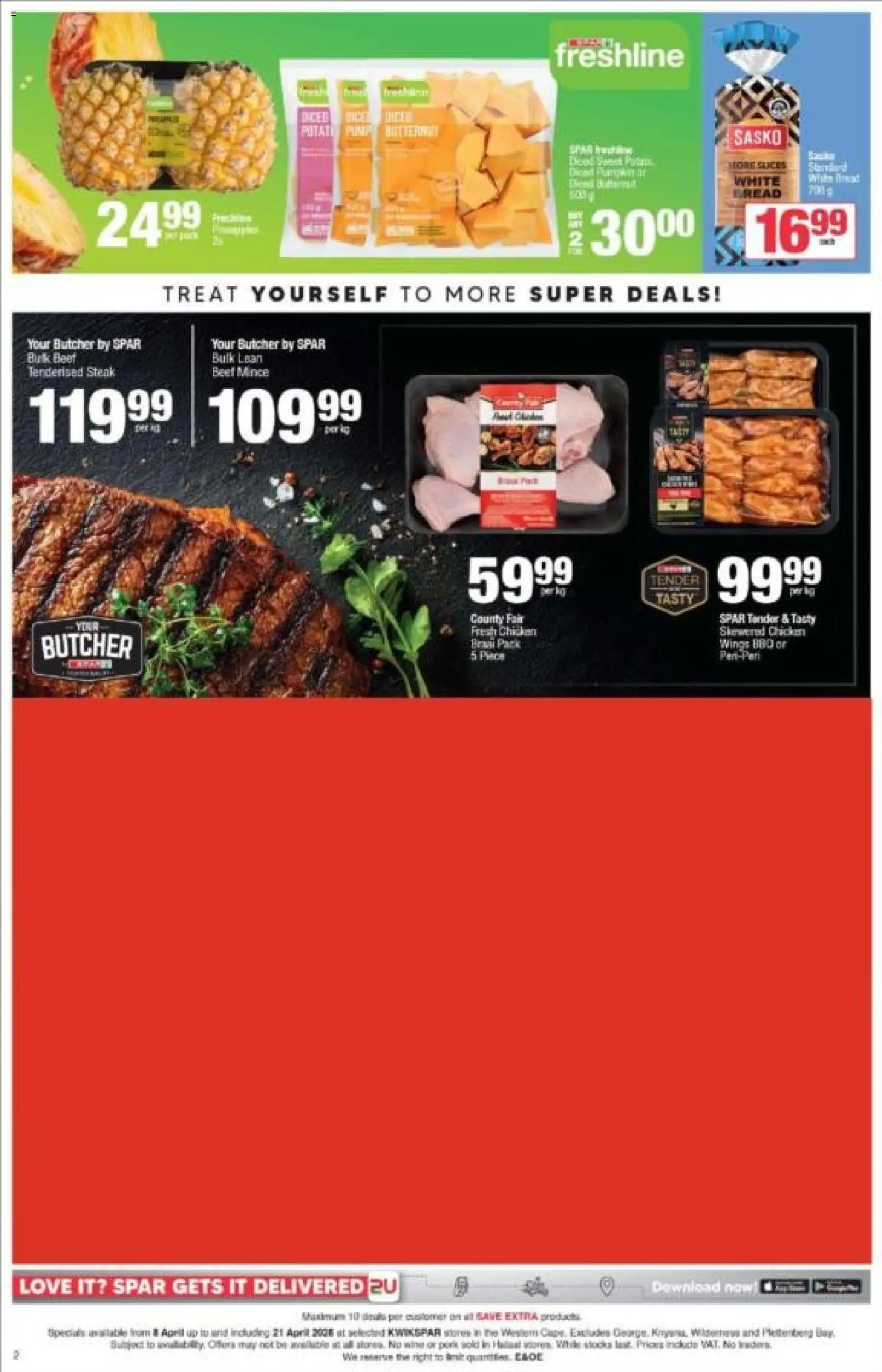 New KWIKSPAR catalogue – valid from 08.04.2026 | Page: 2 | Products: Chicken, Beef