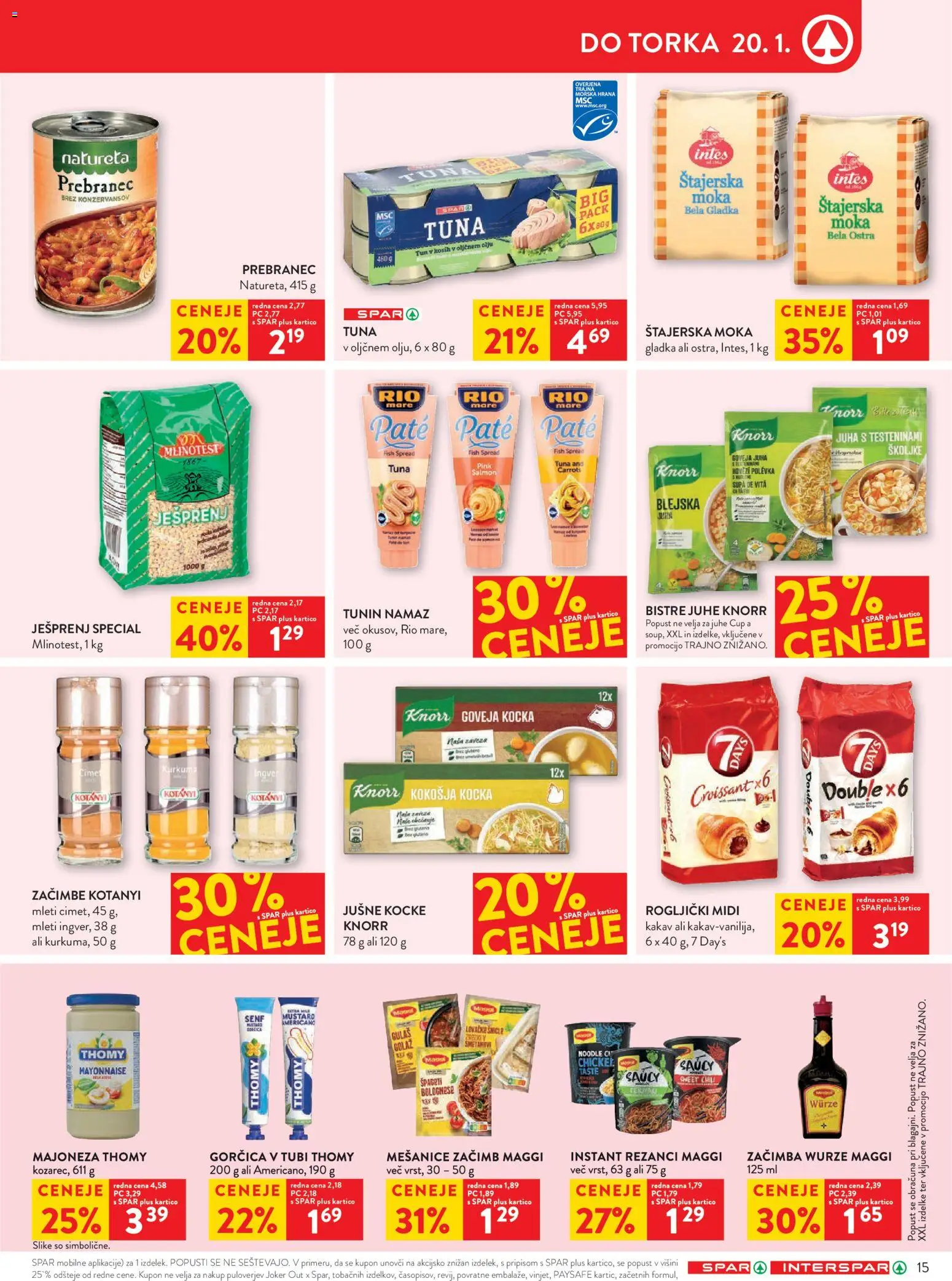 Novi Spar katalog ponudbe – veljaven od 14.01.2026 | Stran: 19 | Izdelki: Rogljički, Tuna, Namaz, Gorčica