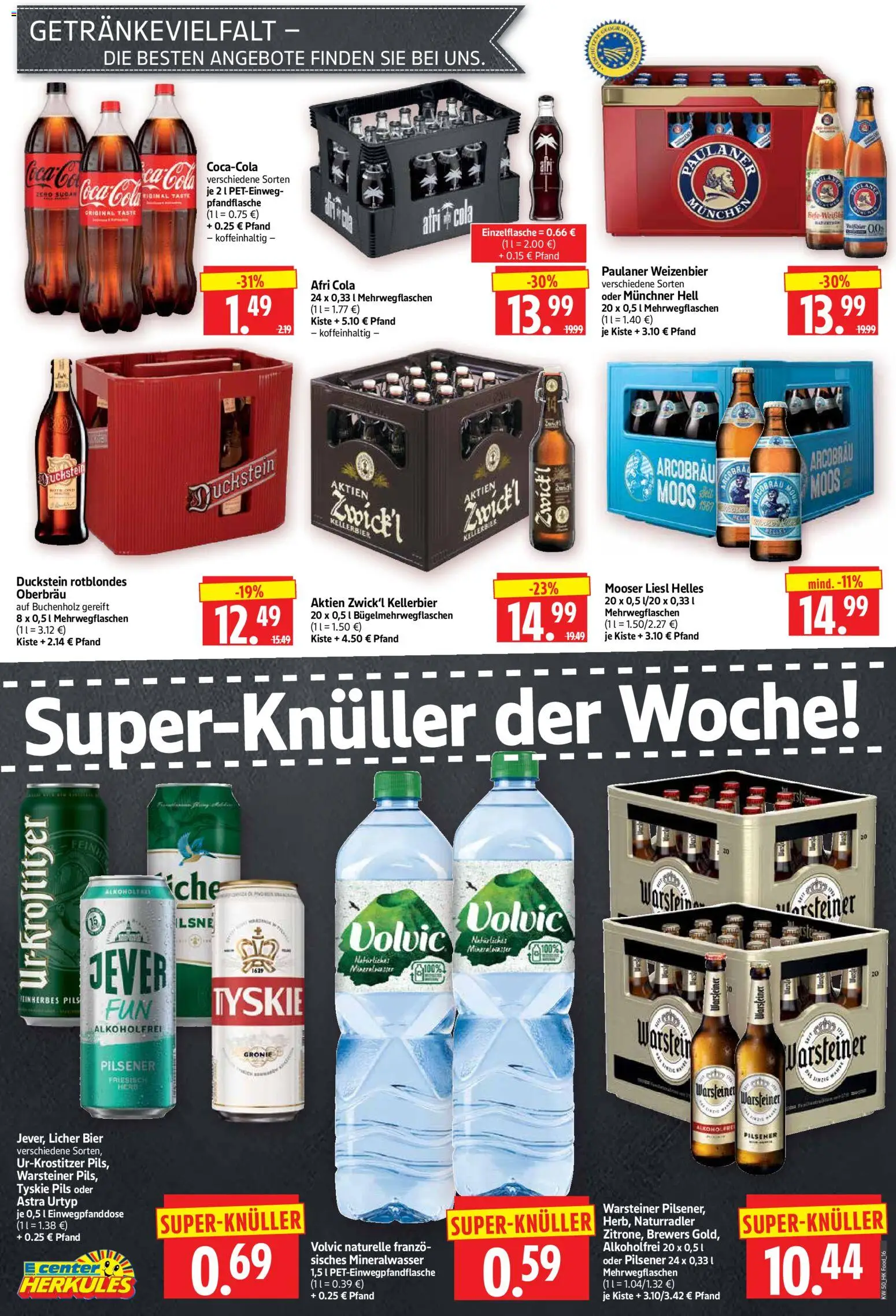 HERKULES Prospekt 	 – gültig ab 08.12.2025 | Seite: 16 | Produkte: Astra, Mineralwasser, Warsteiner, Volvic