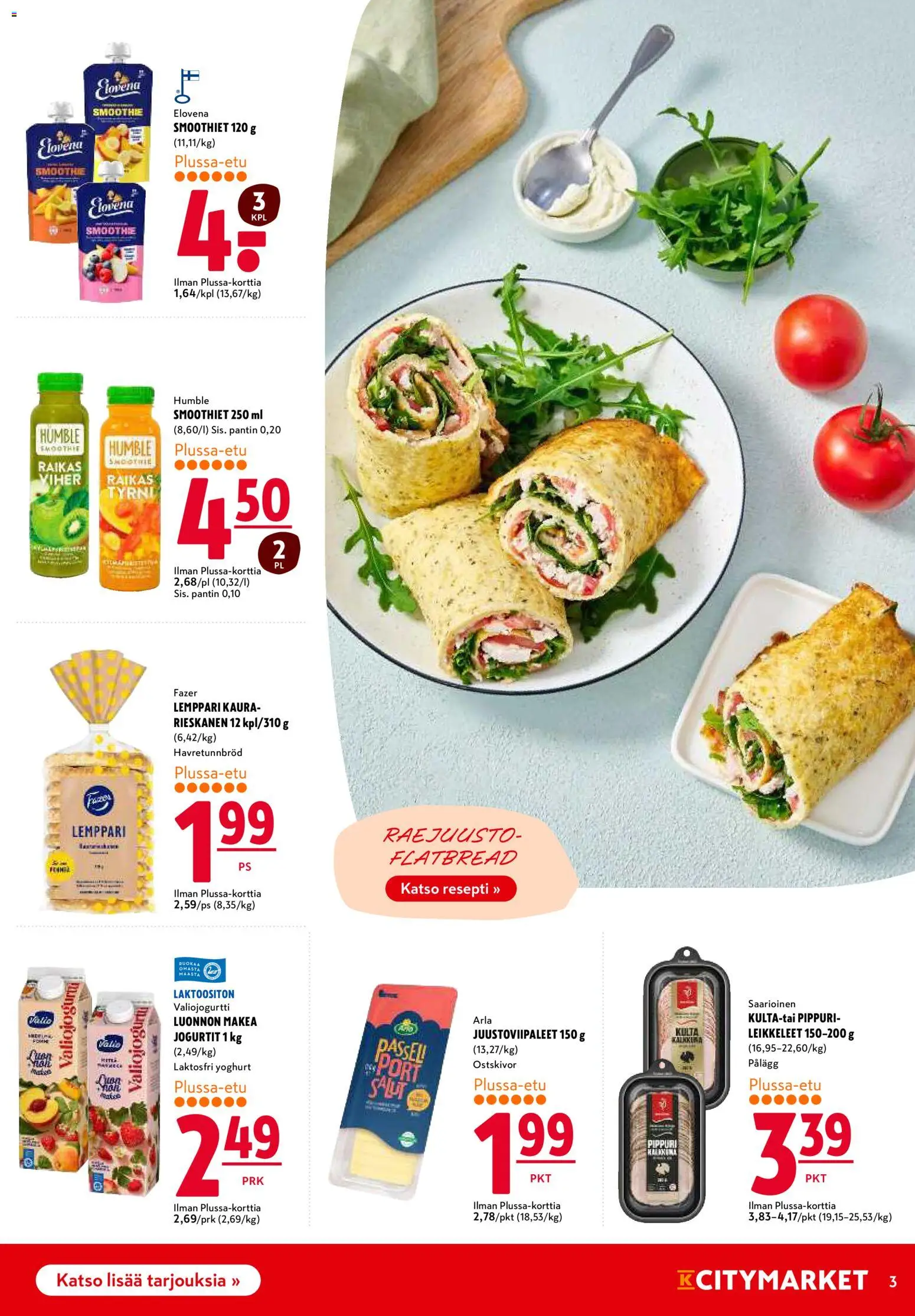 K-Citymarket tarjoukset – voimassa 19.02.2026 alkaen | Sivu: 3 | Tuotteet: Kaura, Pippuri, Raejuusto