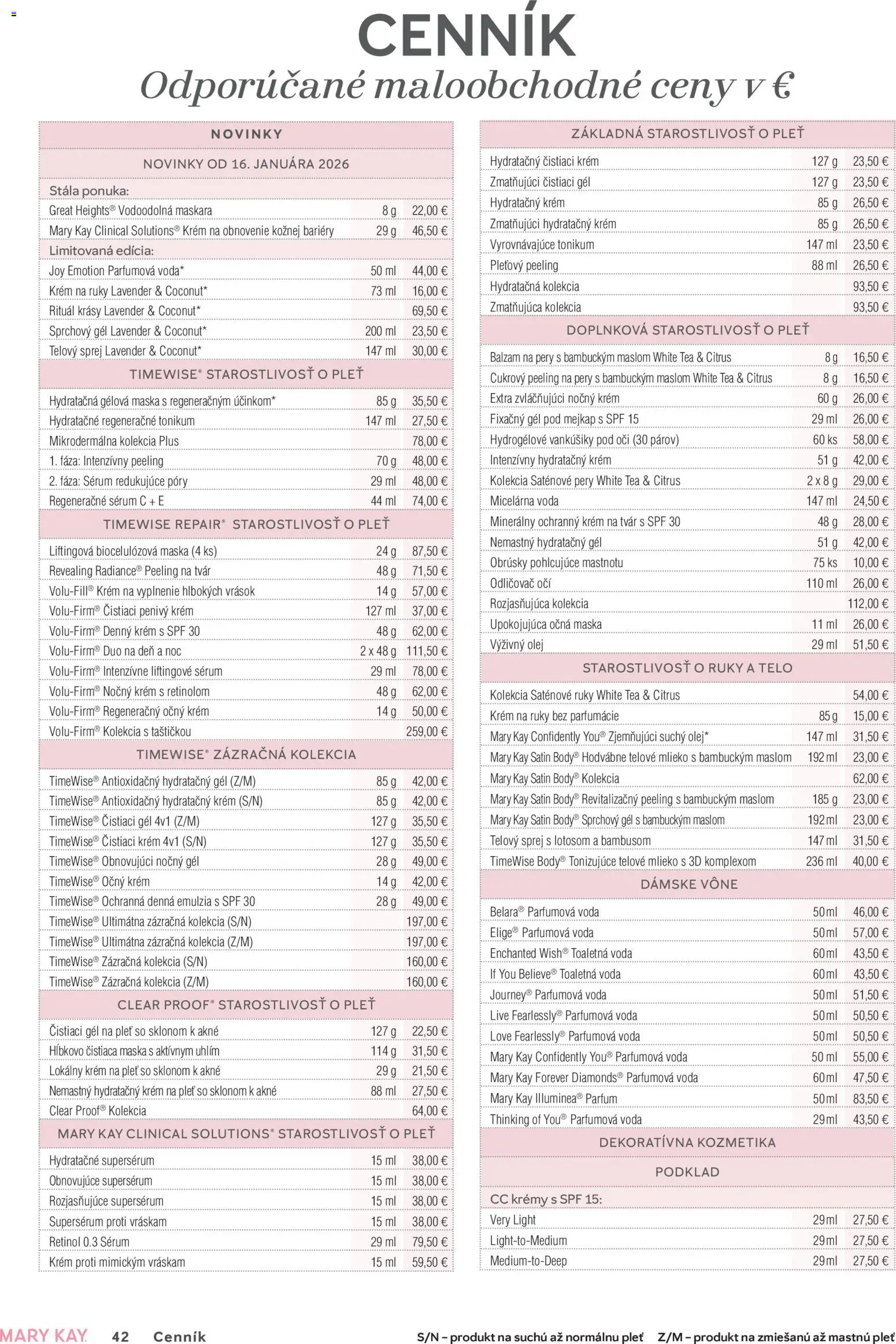 Nové Mary Kay akcie – leták je platný od 01.01.2026 | Strana: 42 | Produkty: Mlieko, Maska, Peeling, Telové mlieko