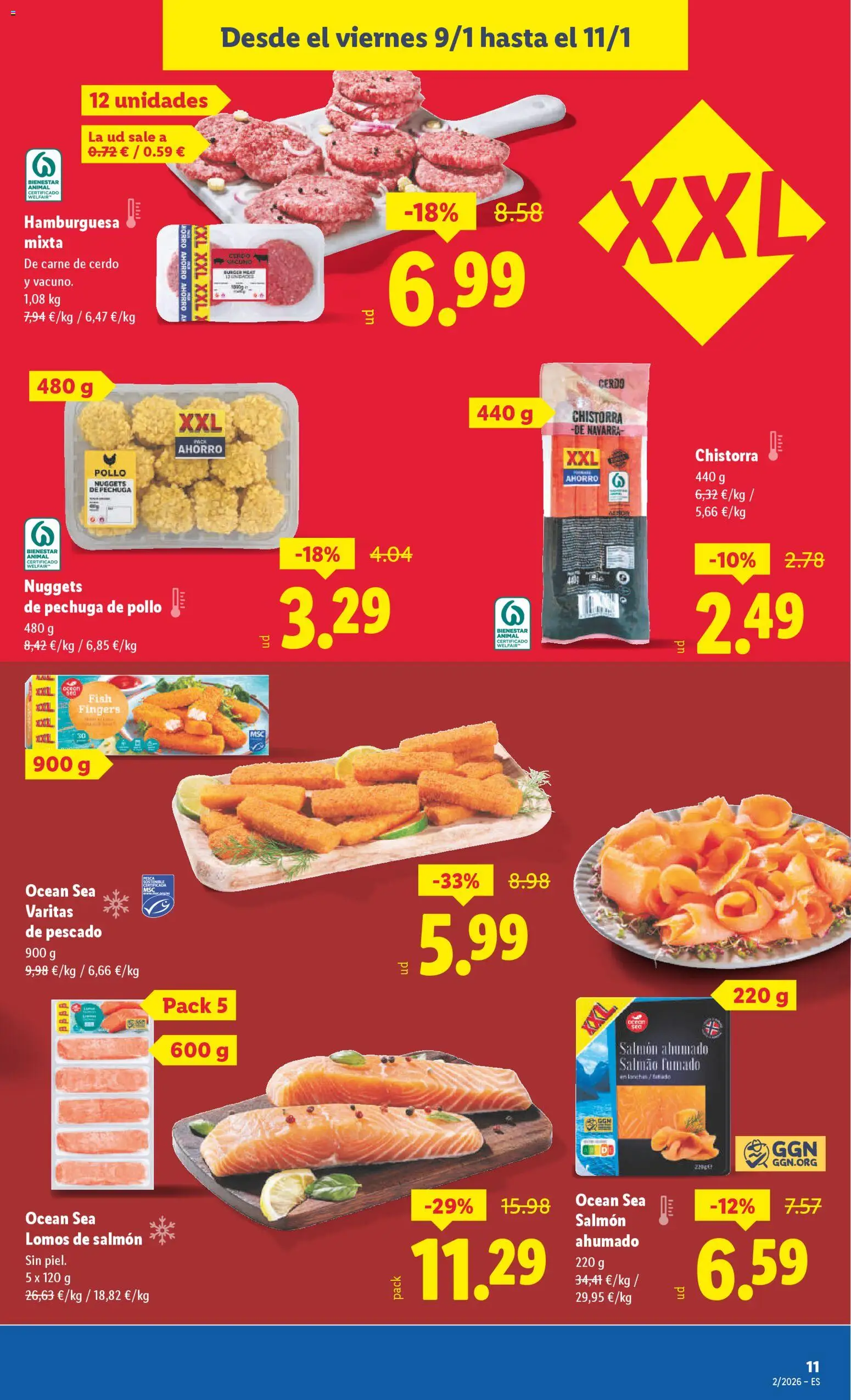 Lidl folleto │ válido desde el 05.01.2026 | Página: 27 | Productos: Cerdo, Pescado, Salmón ahumado, Nuggets