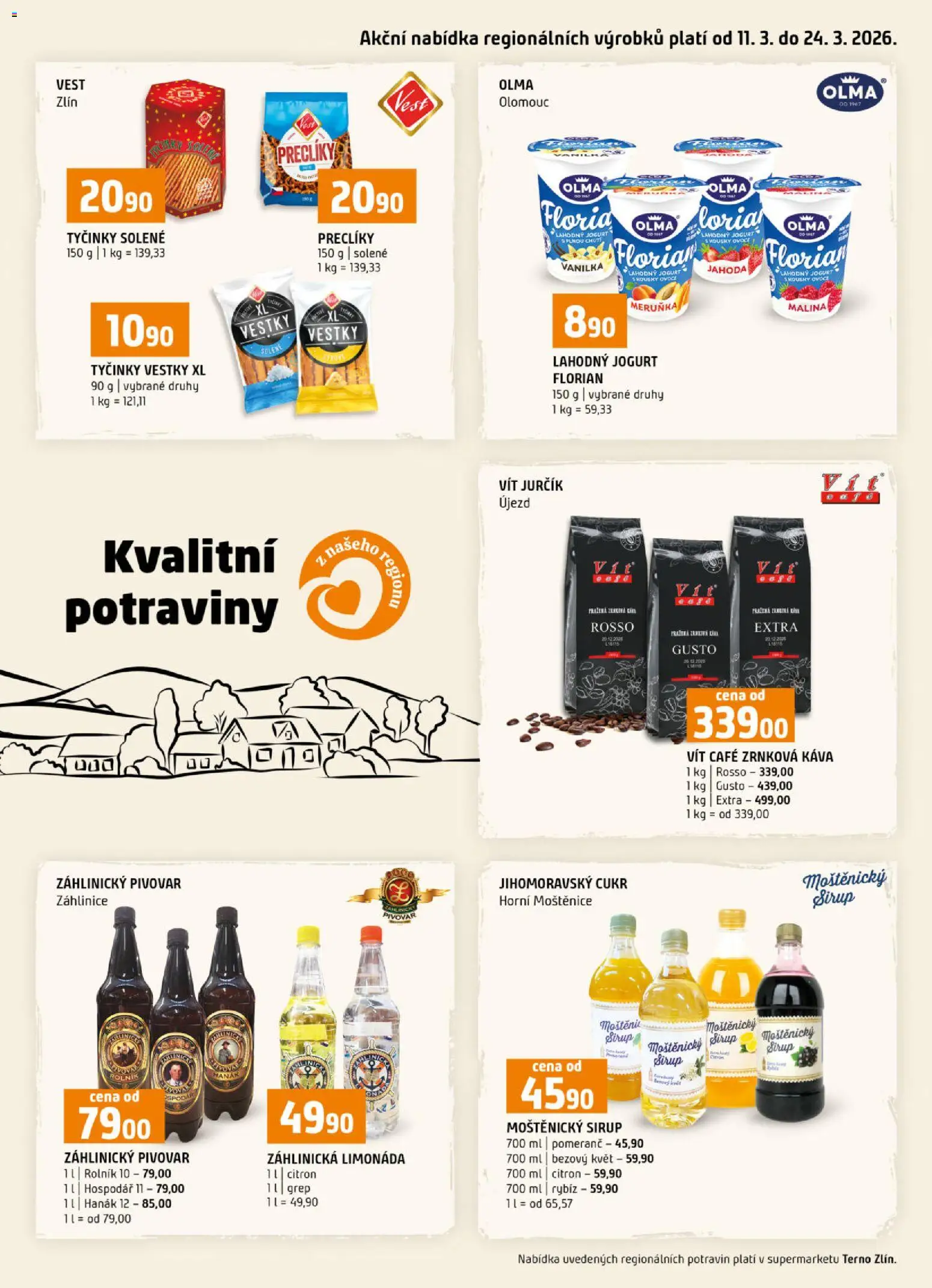 Terno leták - Kvalitní potraviny z našeho regionu od 11.03.2026 | Strana: 1 | Produkty: Limonáda, Káva, Grep, Zrnková káva
