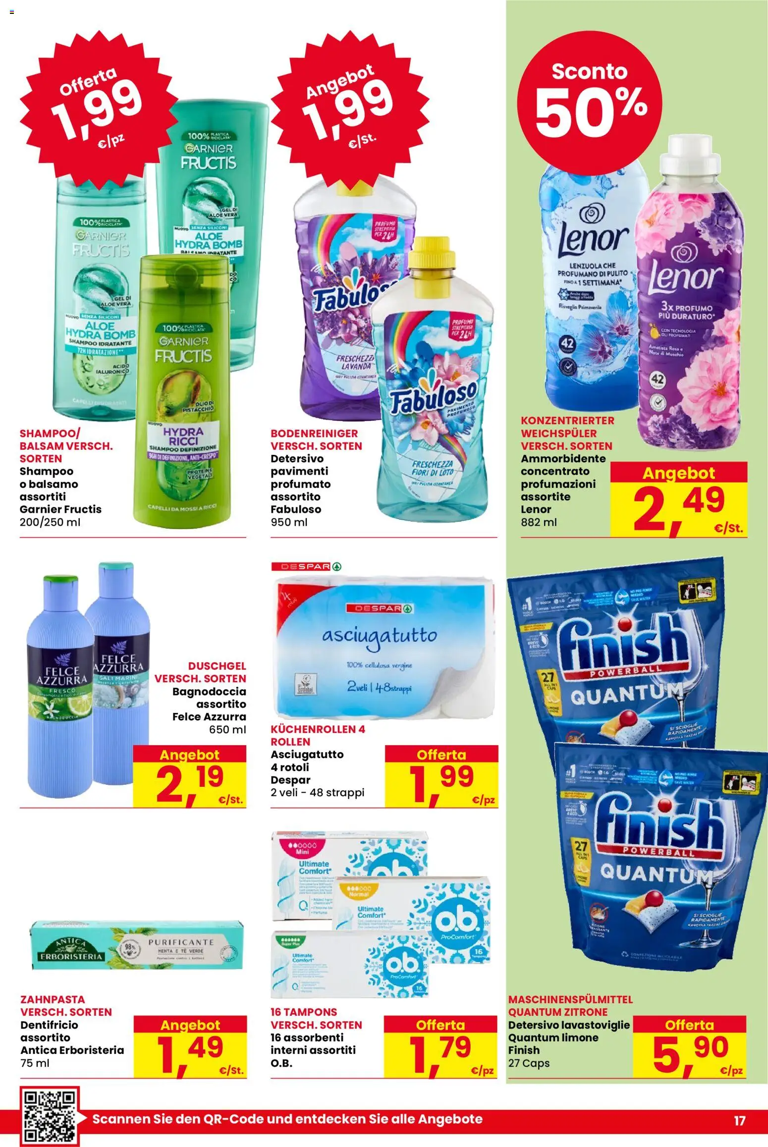 Volantino Despar del 26.03.2026 | Pagina: 17 | Prodotti: Shampoo, Balsamo, Asciugatutto, Aloe vera