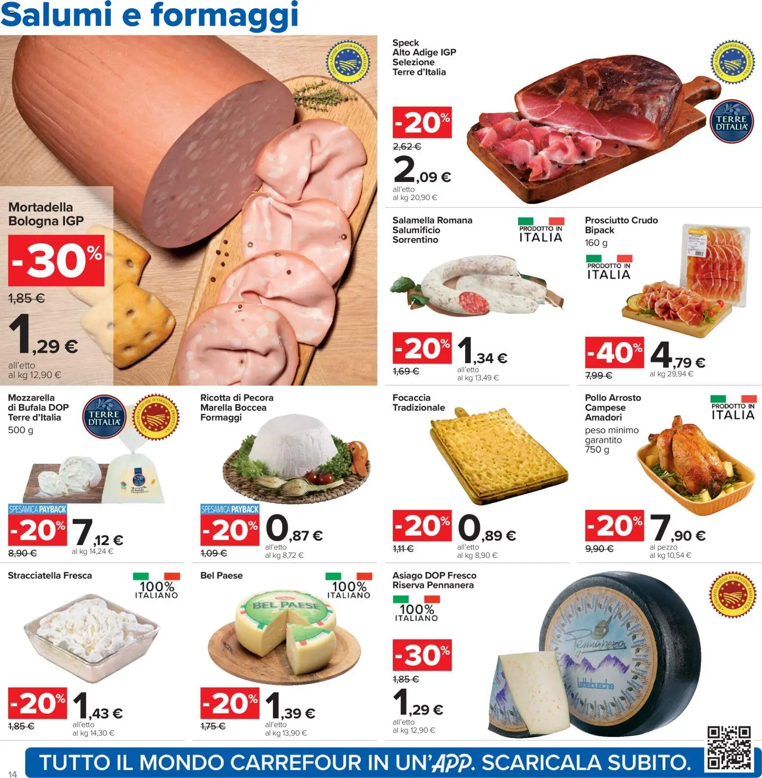 Volantino Carrefour del 07.11.2025 | Pagina: 14 | Prodotti: Speck, Salamella, Pollo, Mortadella