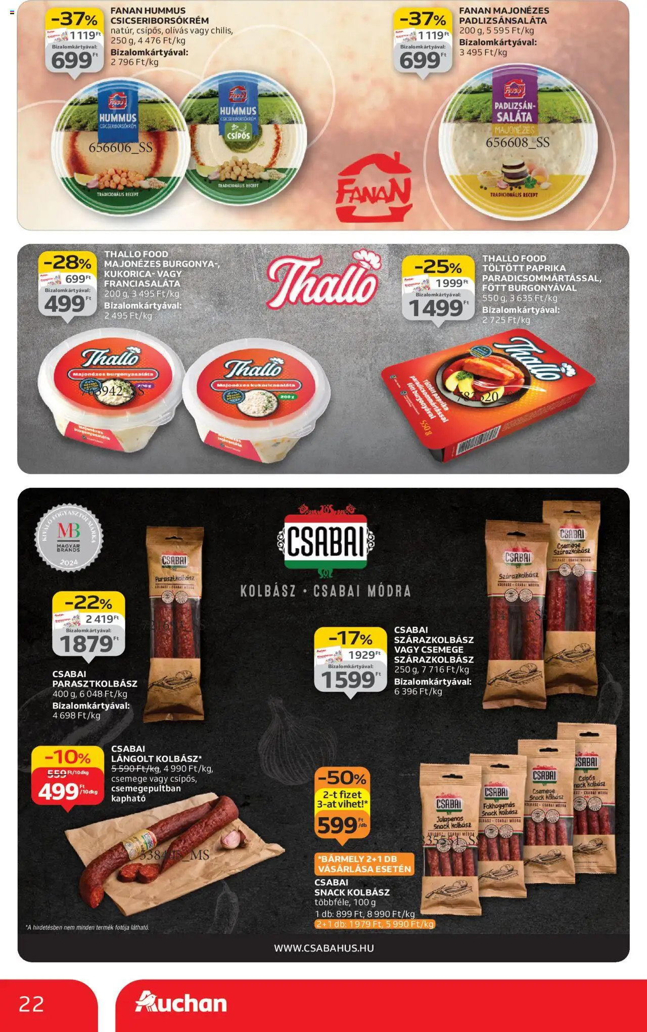 Auchan akciós ujság - amely érvényes a következő dátumtól: 09.10.2025 | Oldal: 22 | Termékek: Padlizsán, Burgonya, Kolbász, Saláta