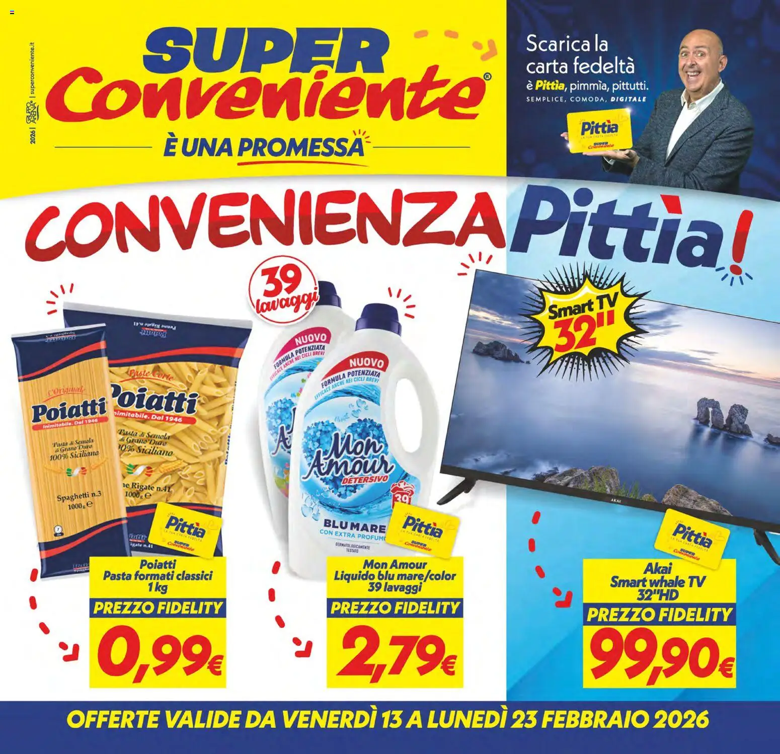 Volantino SuperConveniente del 13.02.2026 | Pagina: 1 | Prodotti: smart TV, Pasta, TV, Penne