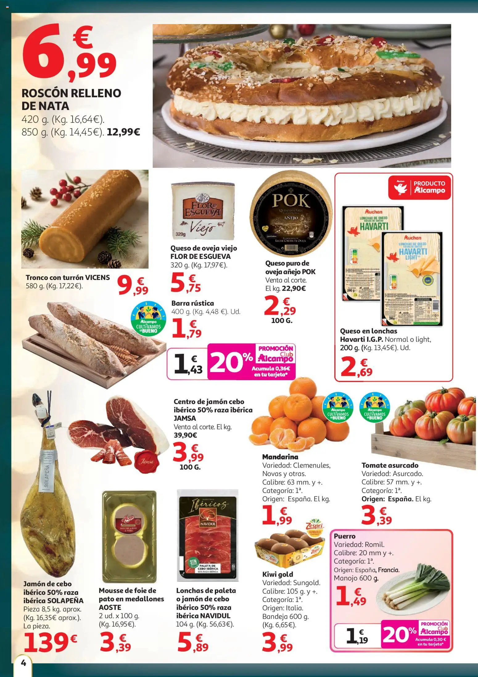 Alcampo - Sabor a Navidad │ válido desde el 11.12.2025 | Página: 4 | Productos: Queso de oveja, Queso, Kiwi, Bandeja