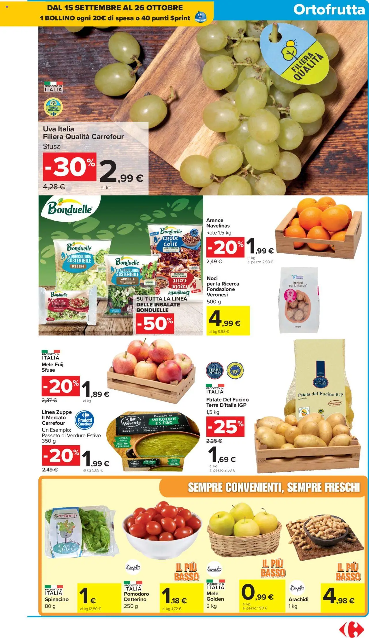 Volantino Carrefour del 10.10.2025 | Pagina: 5 | Prodotti: Mele, Arance, Noci, Arachidi