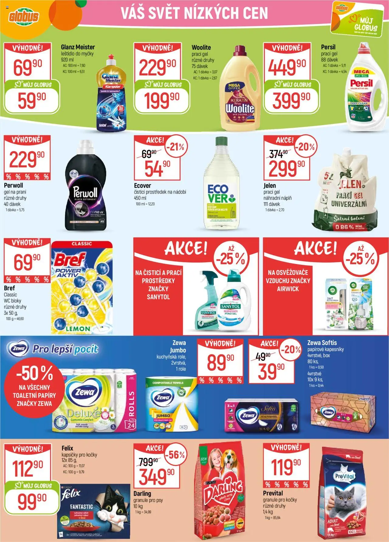 Globus leták - Opava od 17.09.2025 | Strana: 25 | Produkty: Zewa deluxe, Granule pro psy, Perwoll, Persil