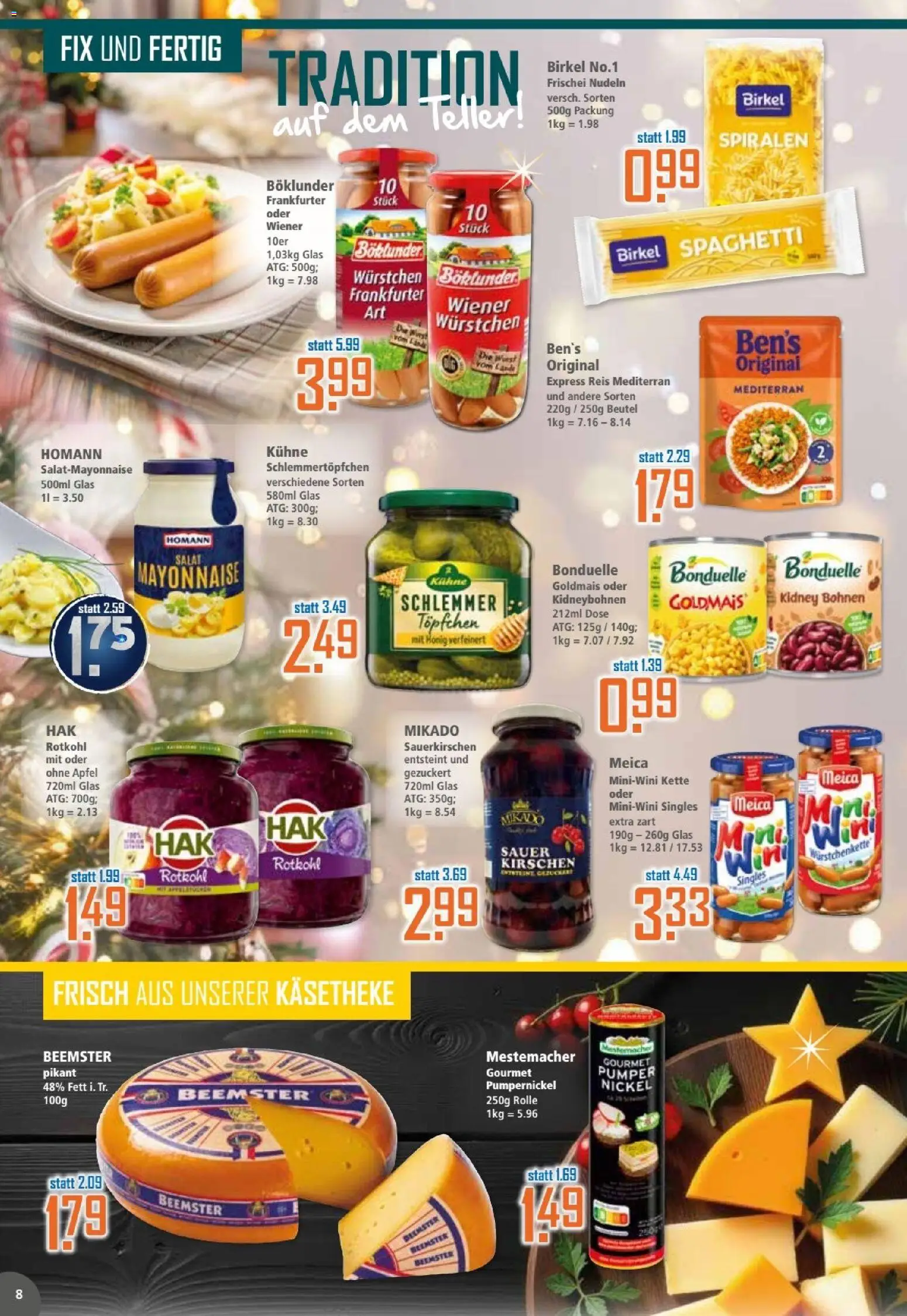 Klaas & Kock Prospekt – gültig ab 22.12.2025 | Seite: 8 | Produkte: Meica, Reis, Nudeln, Salat