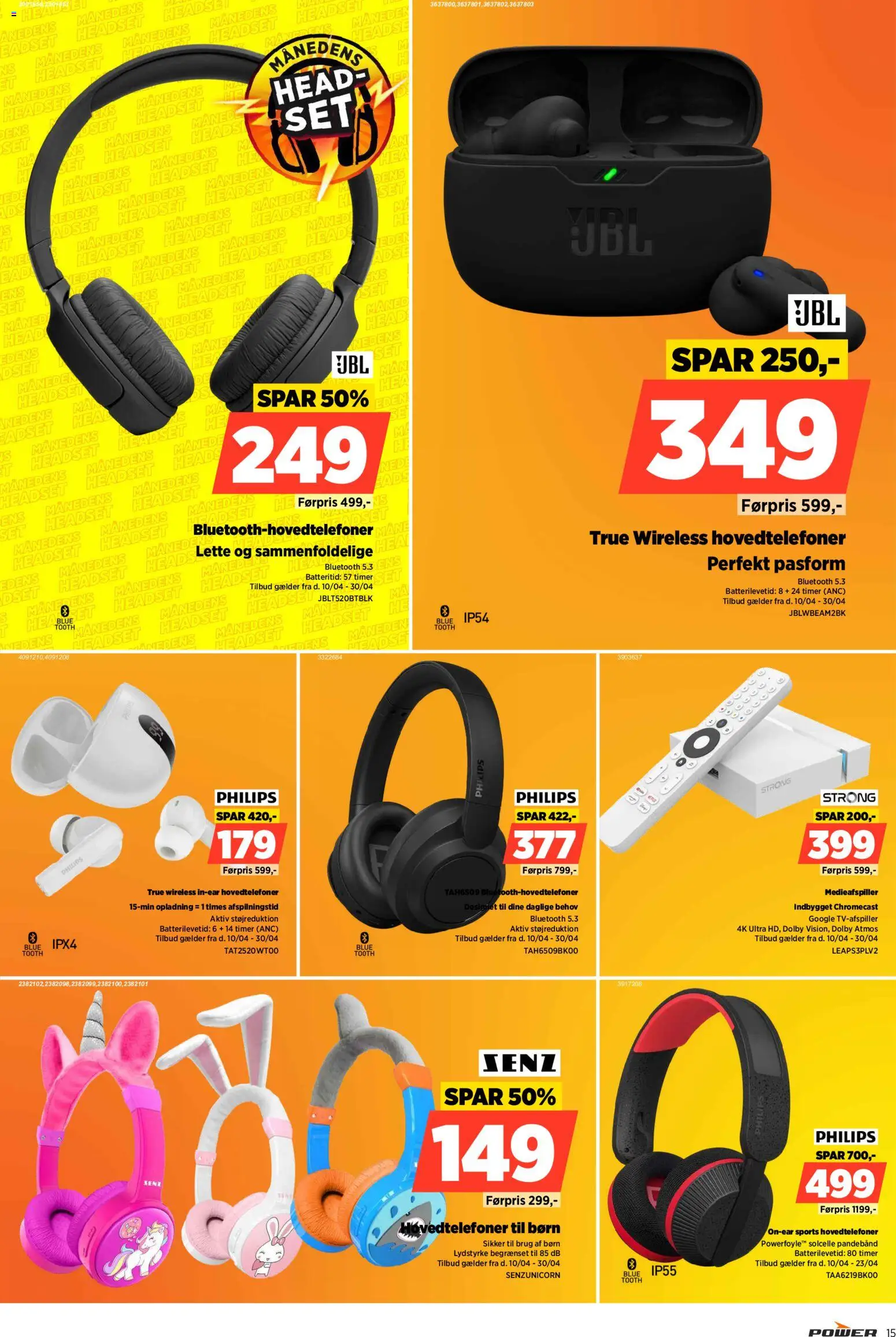 Power tilbudsavis – gyldig fra 24.04.2026 | Side: 15 | Produkter: Hovedtelefoner