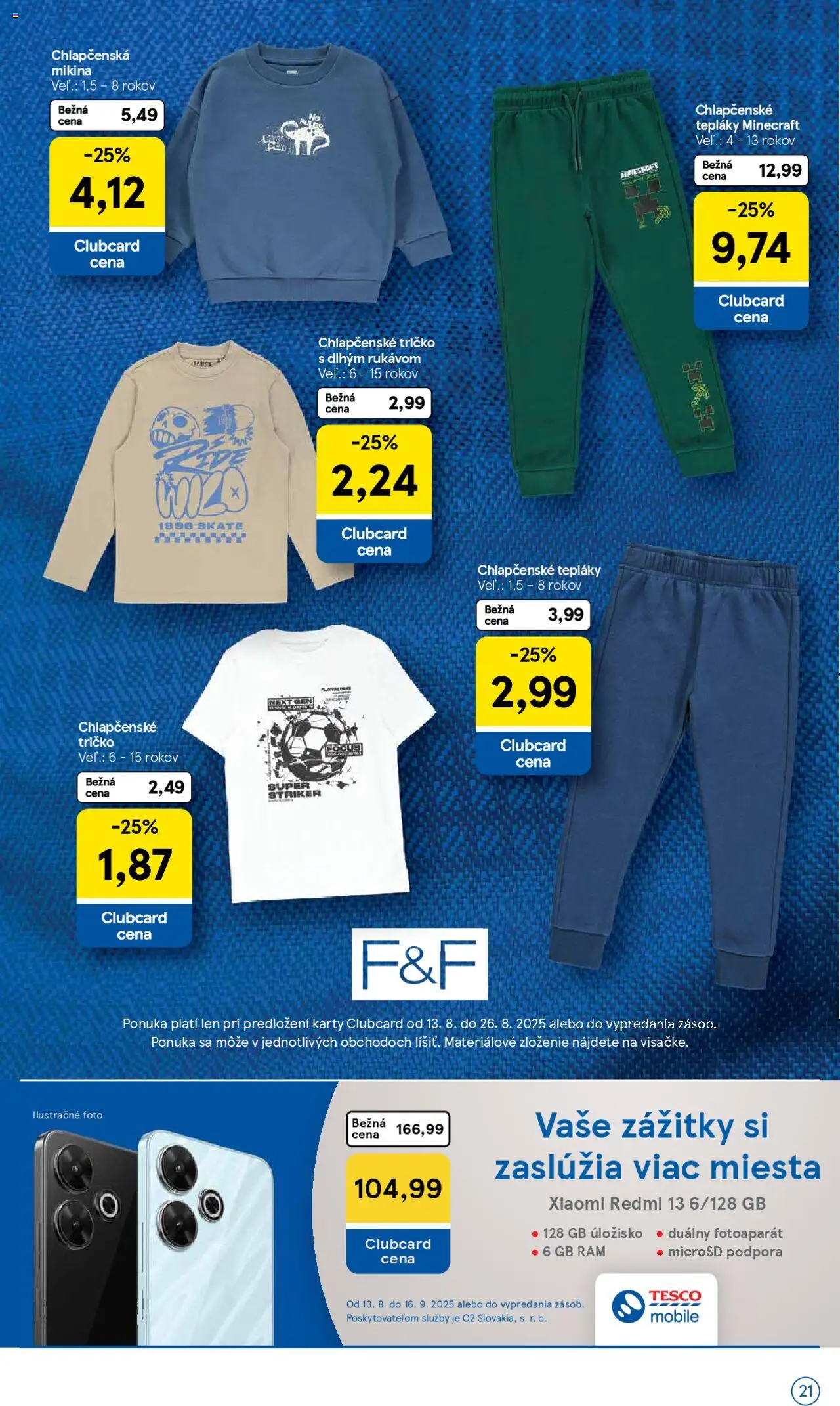 Tesco všetko pre vášho školáka │ platný od 11.08.2025 | Strana: 21 | Produkty: Rám, Tričko, Xiaomi