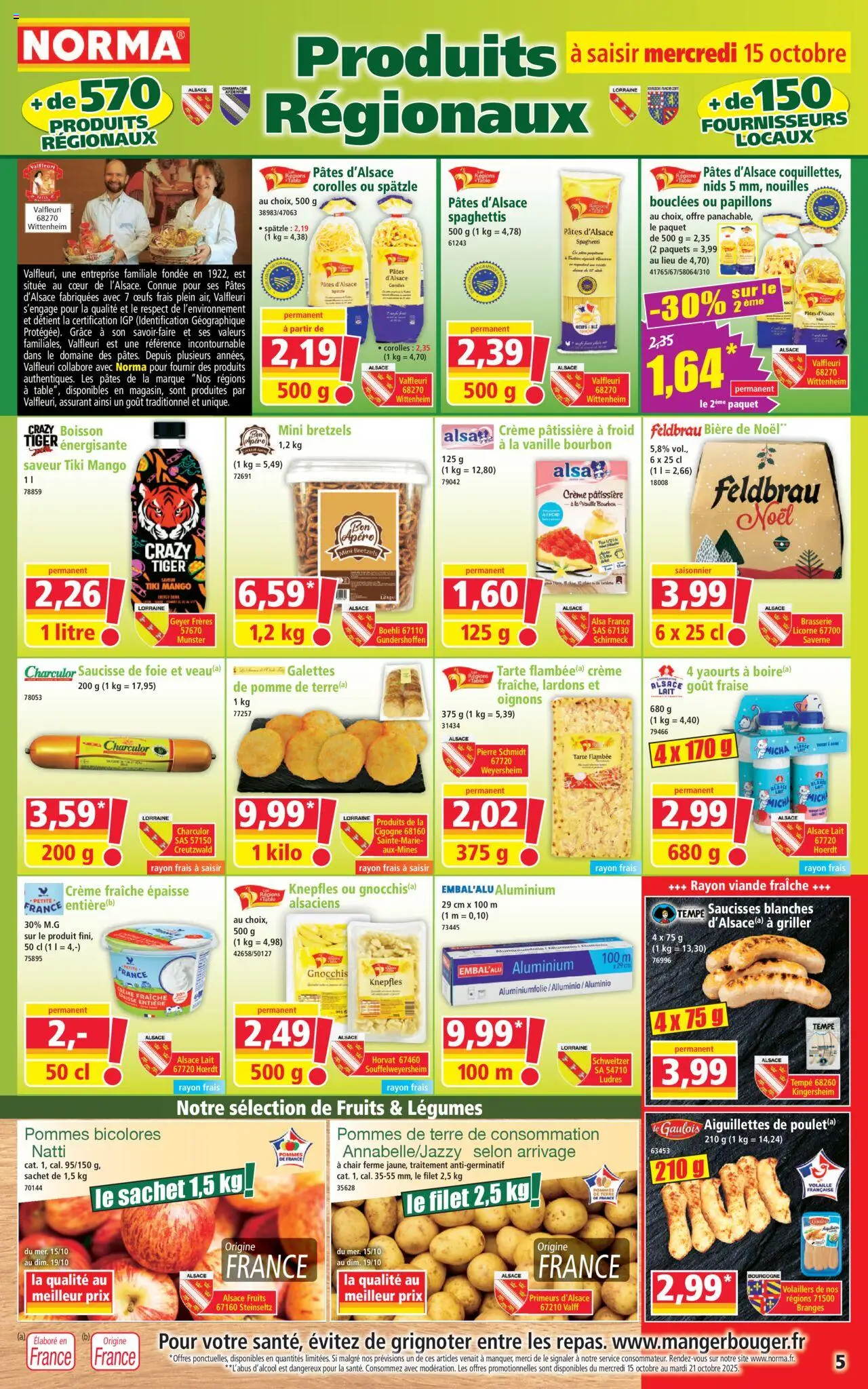 {H1} | Page: 5 | Produits: Spaghetti, Lardons, Viande, Bretzels