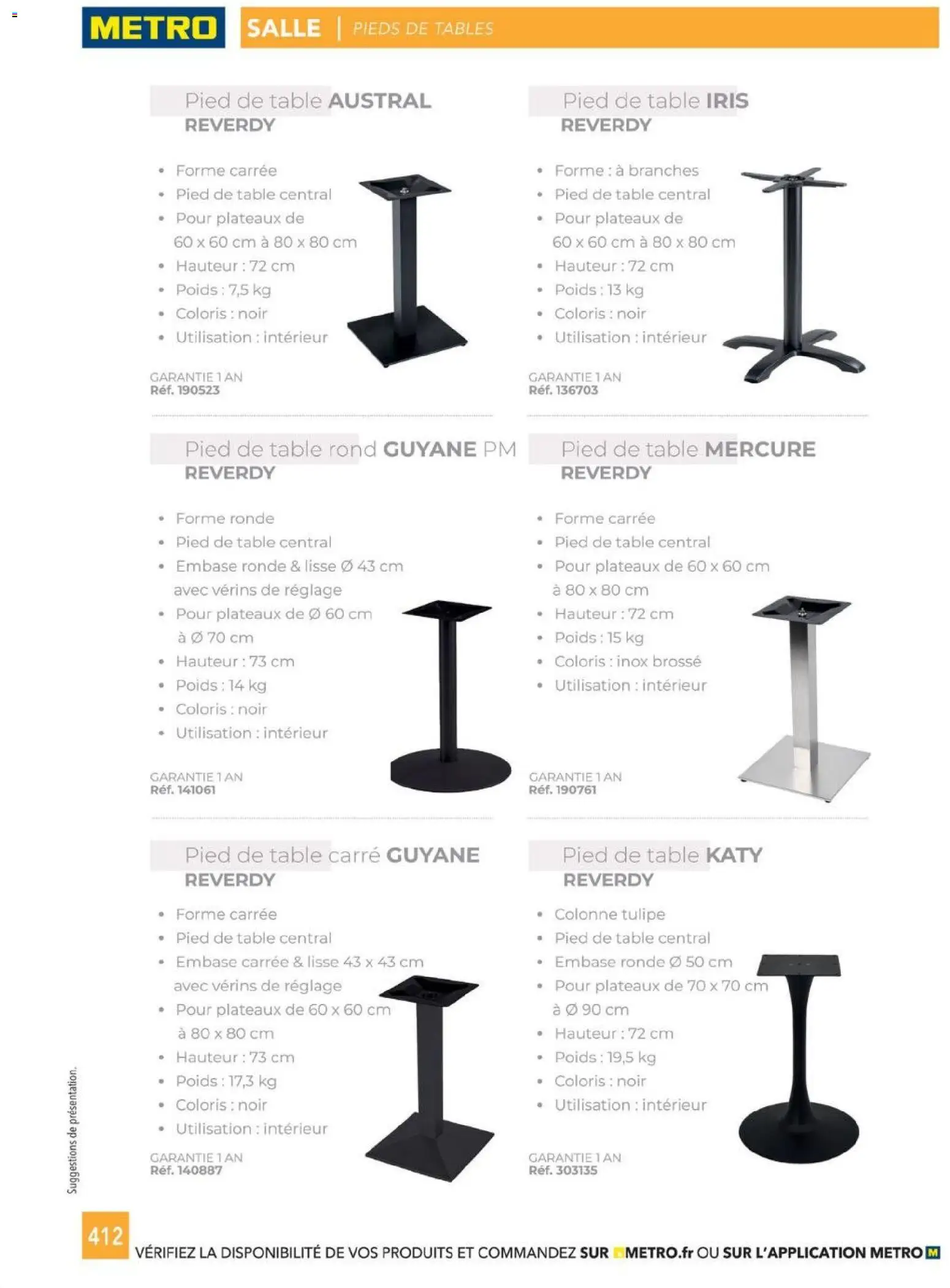 {H1} | Page: 412 | Produits: Poids, Brosse, Table