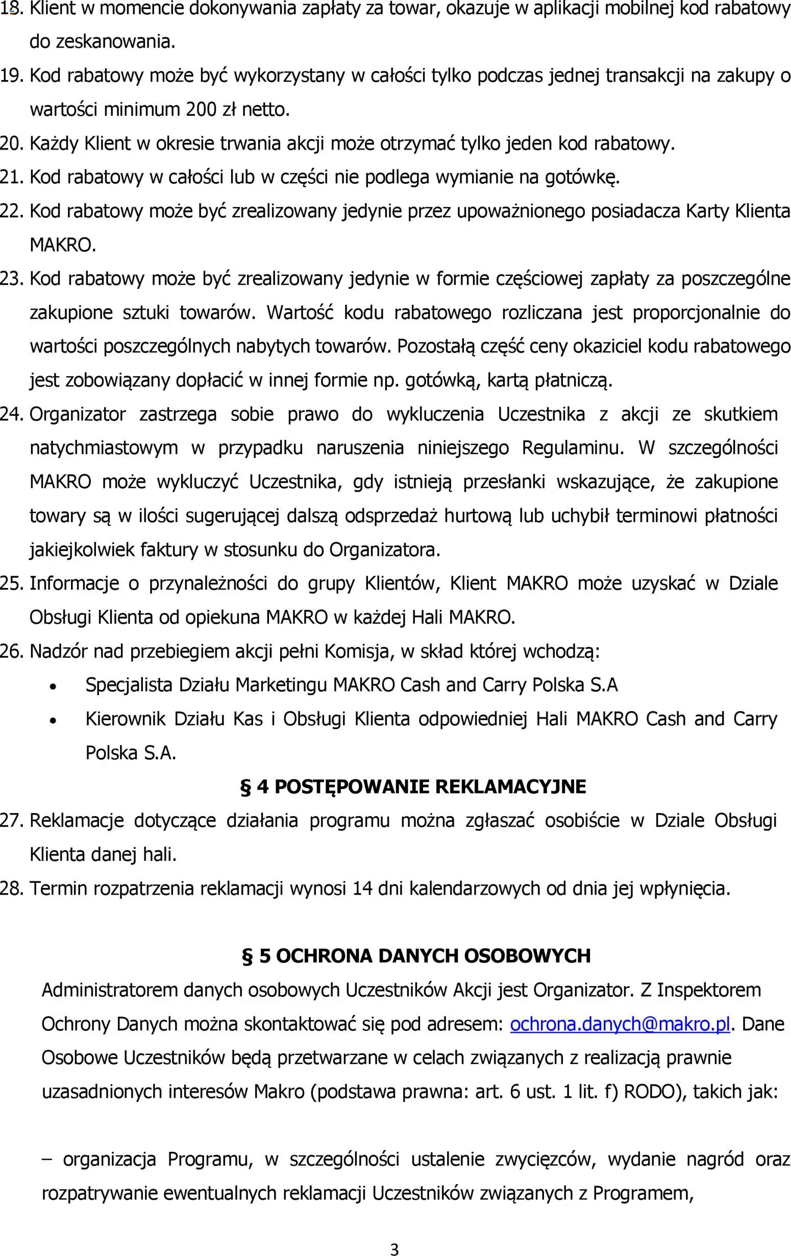 Makro Gazetka - Regulamin akcji makrołaj od 01.12.2025 | Strona: 3 | Produkty: Karta