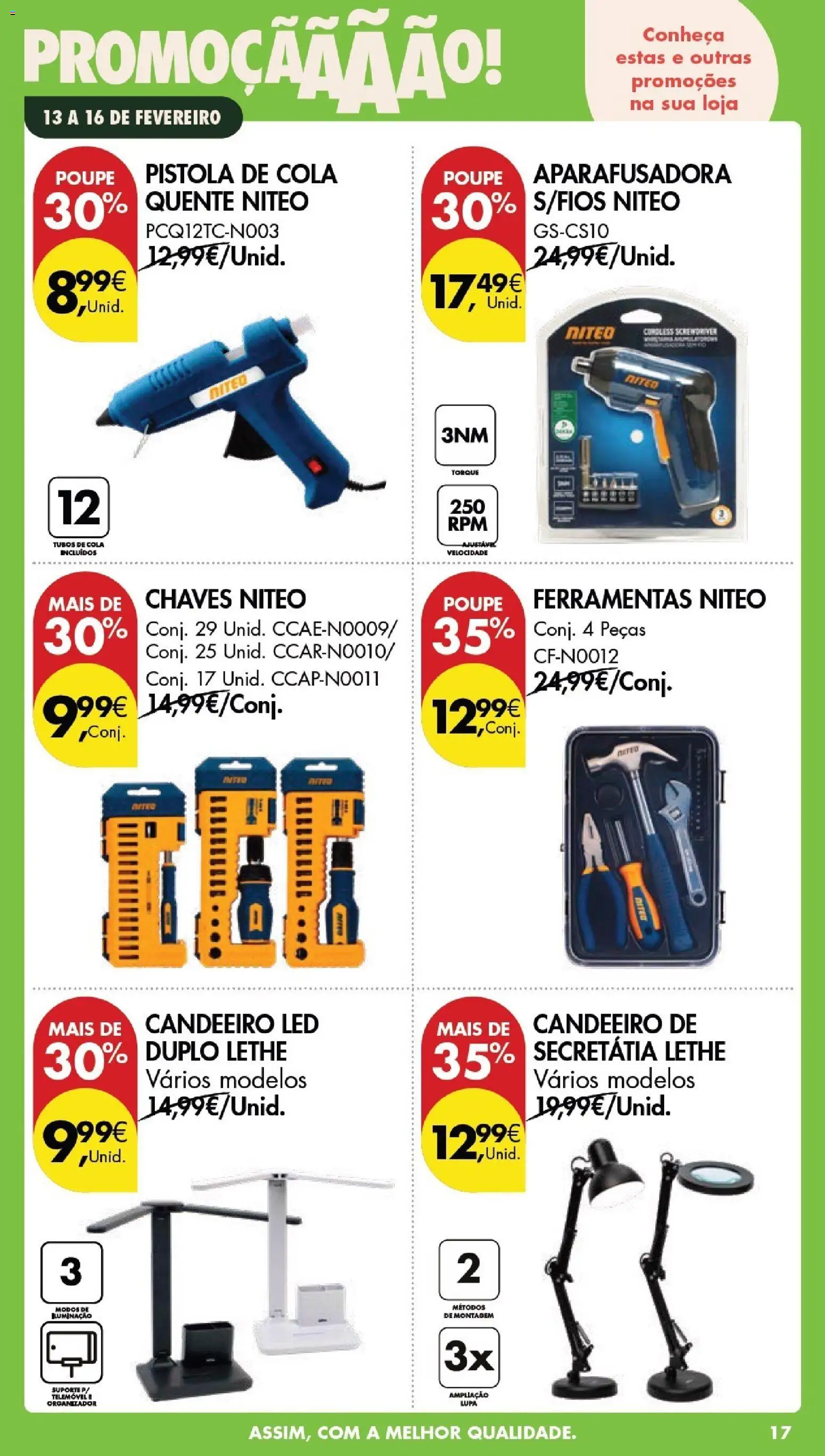 Pingo Doce Poupe este Fim de Semana │ válido de 13.02.2026 | Página: 17 | Produtos: Candeeiro, Telemóvel, Ferramentas, Organizador