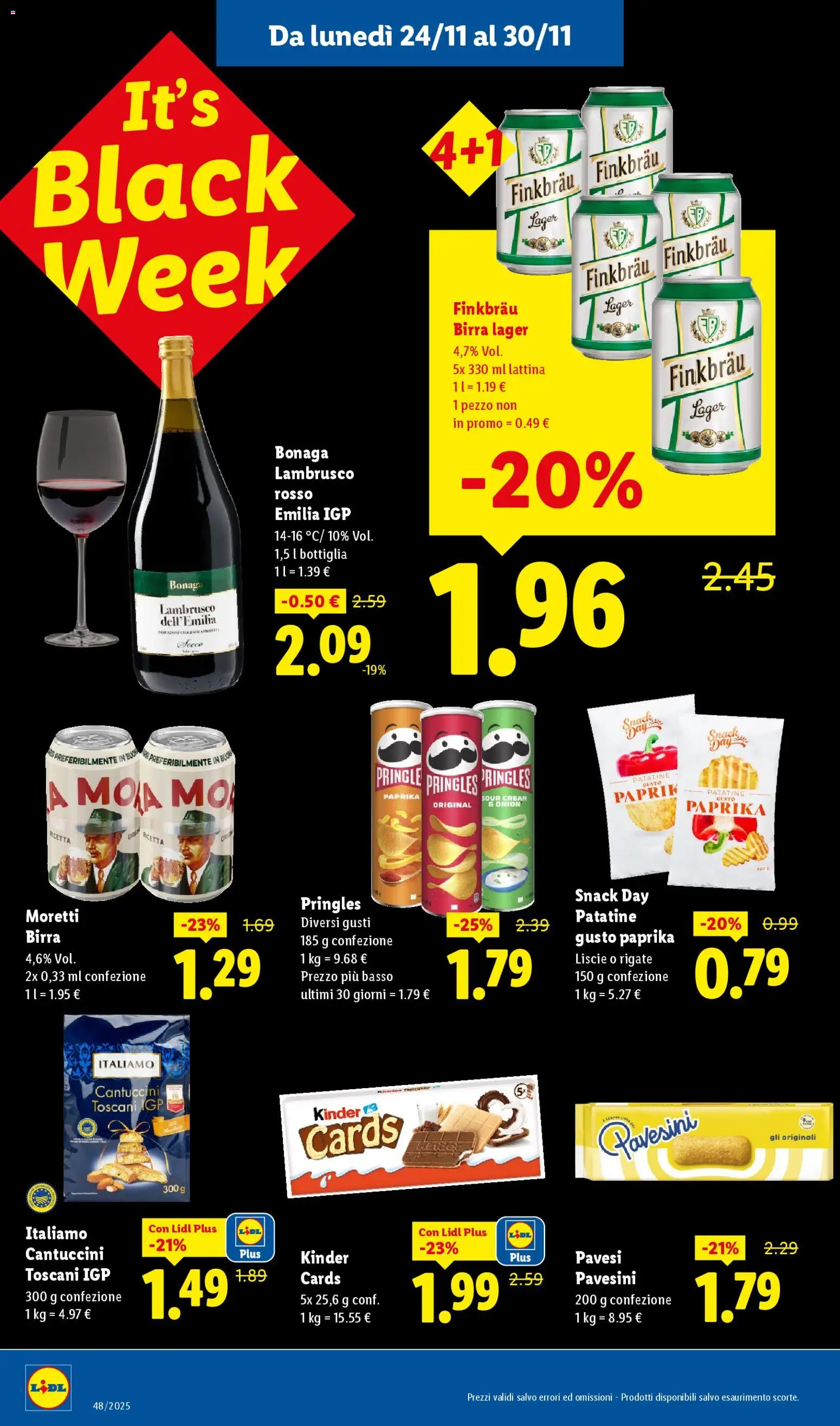 Volantino Lidl del 24.11.2025 | Pagina: 12 | Prodotti: Birra, Patatine, Birra Moretti, Bottiglia
