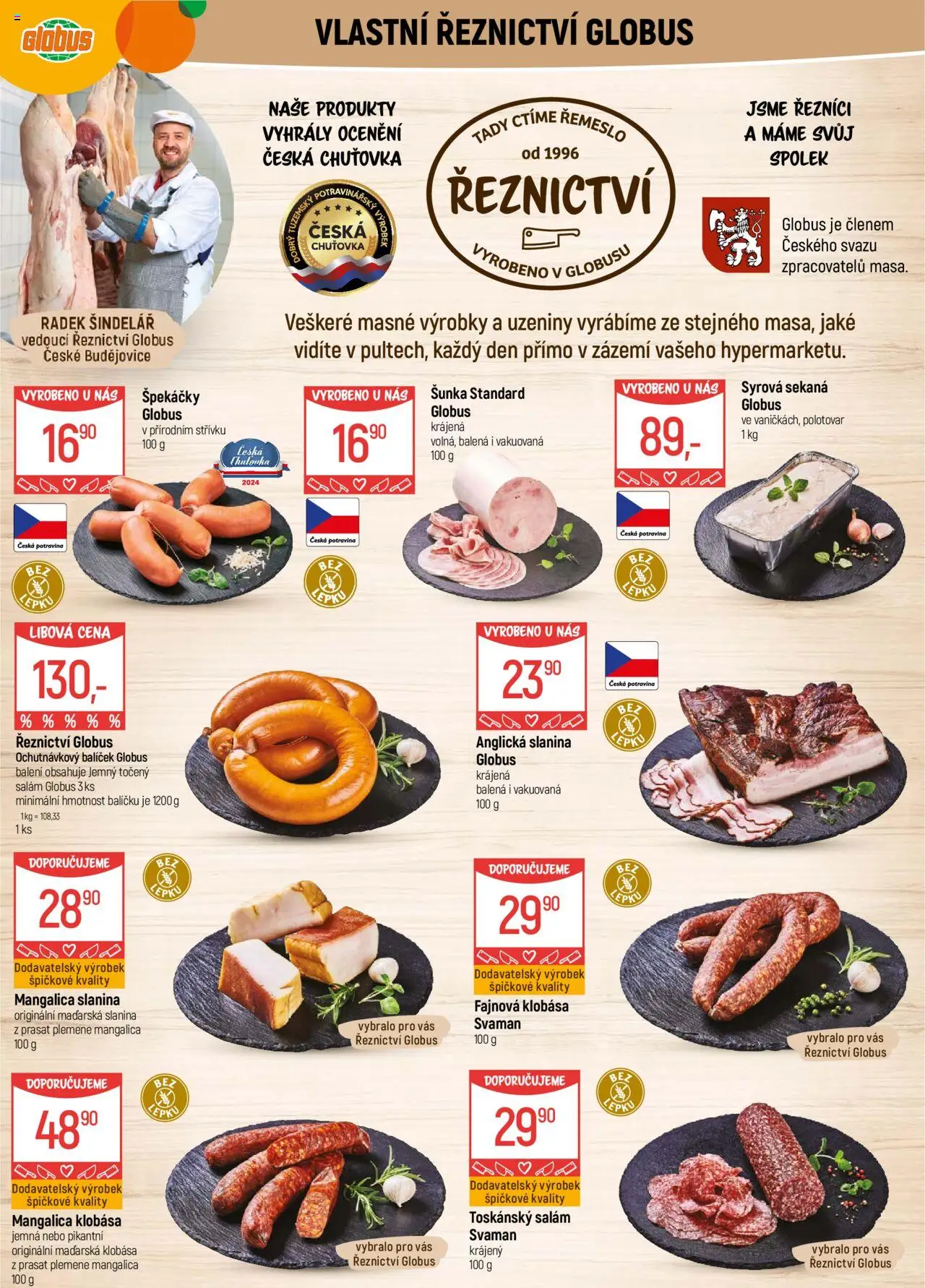 Globus leták - České Budějovice od 15.10.2025 | Strana: 5 | Produkty: Globus, Špekáčky, Klobása, Slanina
