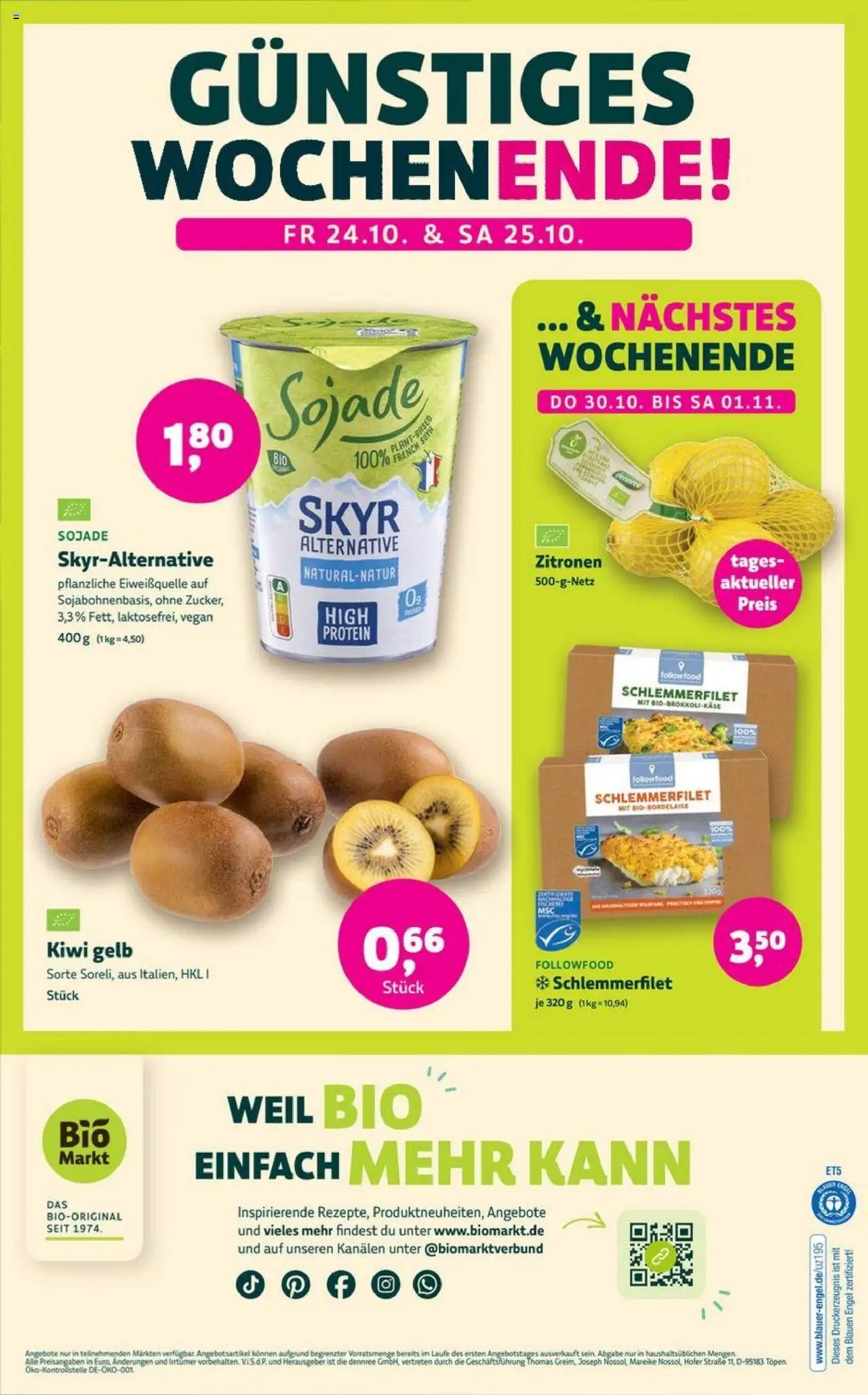 BioMarkt Prospekt 	 – gültig ab 22.10.2025 | Seite: 14 | Produkte: Skyr, Kiwi, Zitronen