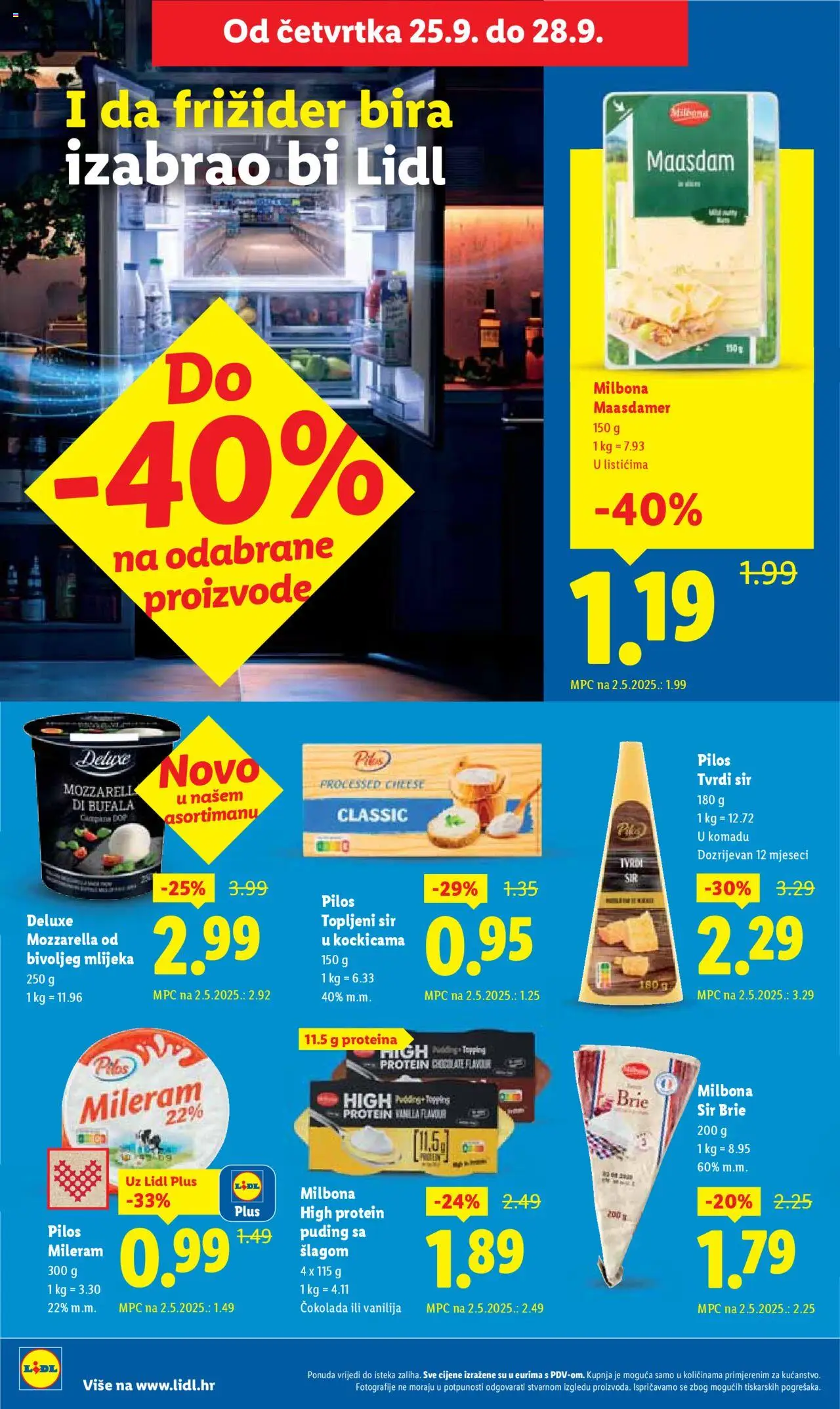 Lidl katalog | vrijedi od 22.09.2025 | Stranica: 68 | Proizvodi: Mozzarella, Sir, Tvrdi sir, Mileram